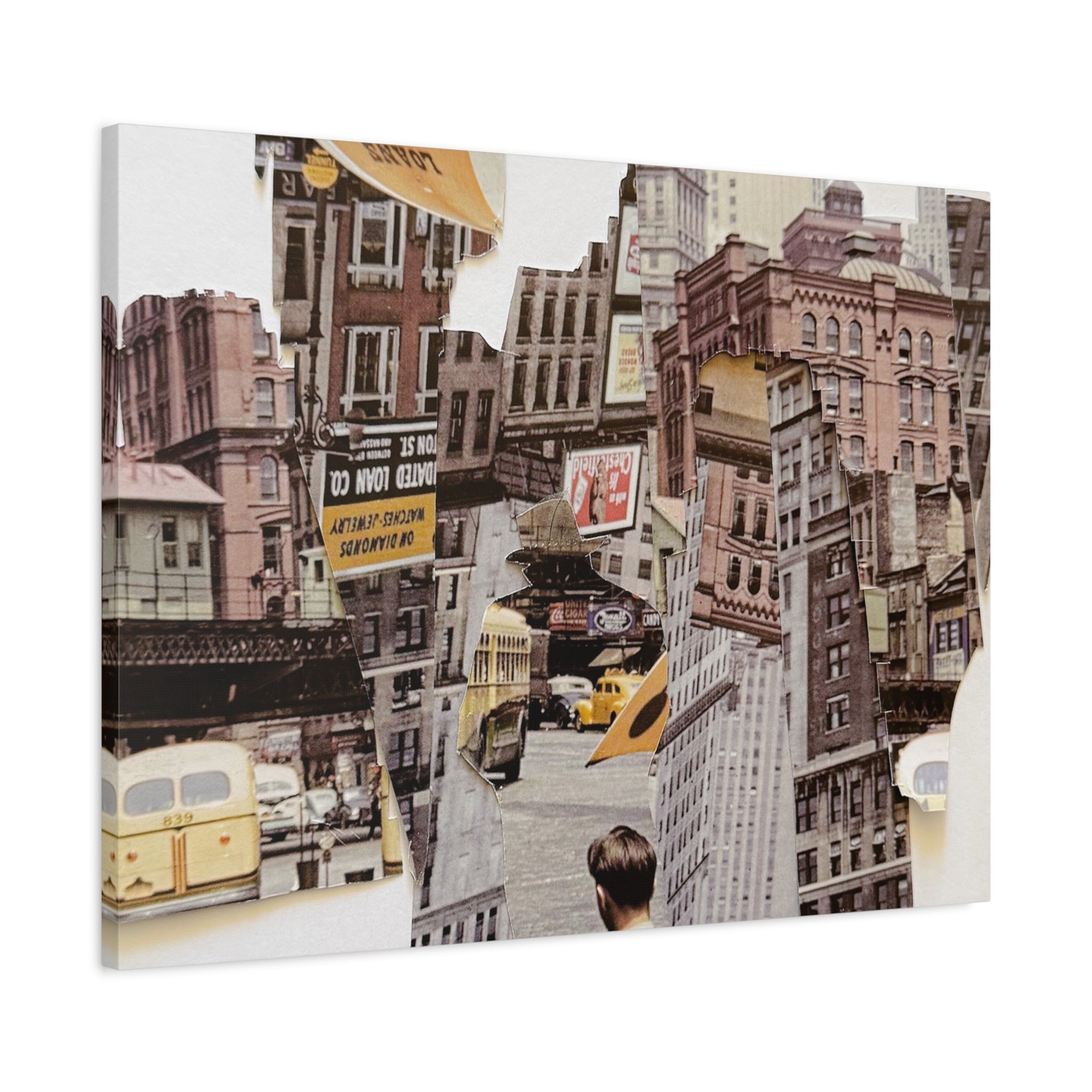 Vintage City Collage Matte Canvas Art - Stretched 1.25"