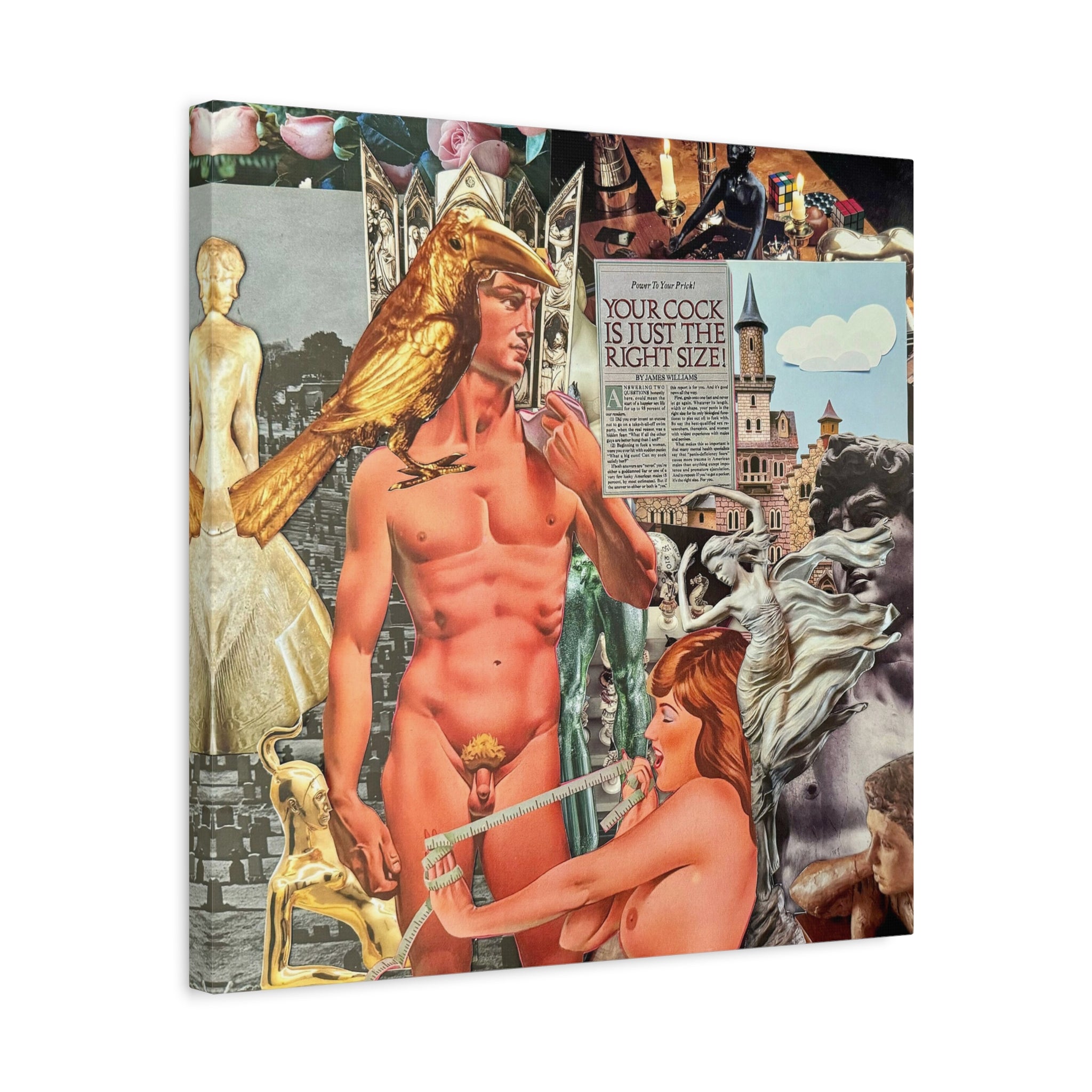 Surreal Collage Matte Canvas Print — Vintage Erotic Art Wall Decor