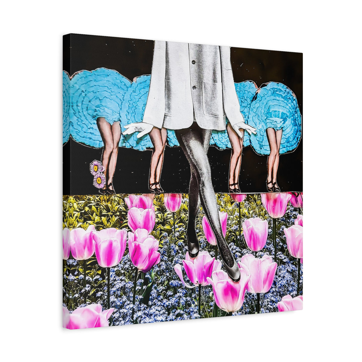 Vintage Showgirls Canvas Art — Floral Tulip Stage Wall Decor (Matte Stretched)