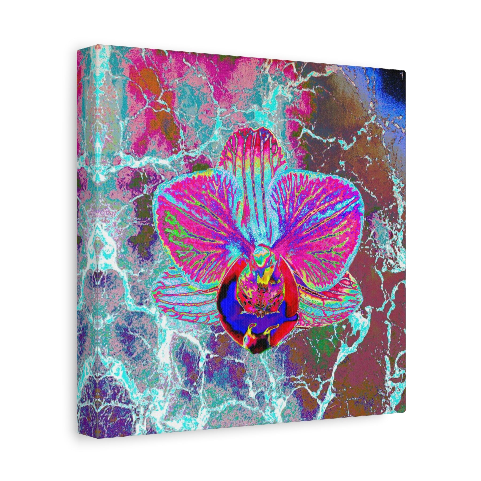 Neon Orchid Matte Canvas Wall Art – Vibrant Abstract Floral Print, Stretched 1.25"