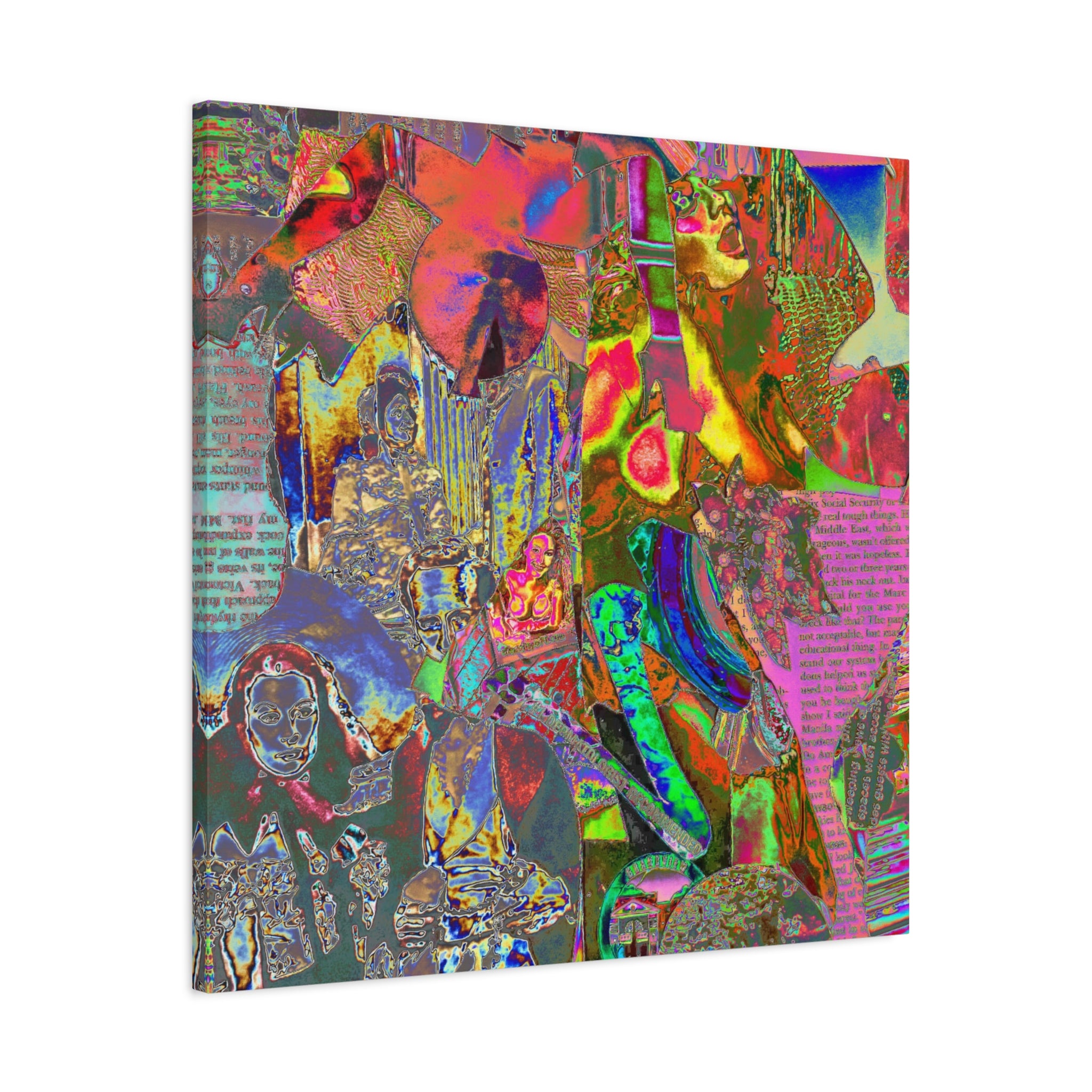 Abstract Neon Collage Canvas Print — Vibrant Psychedelic Wall Art