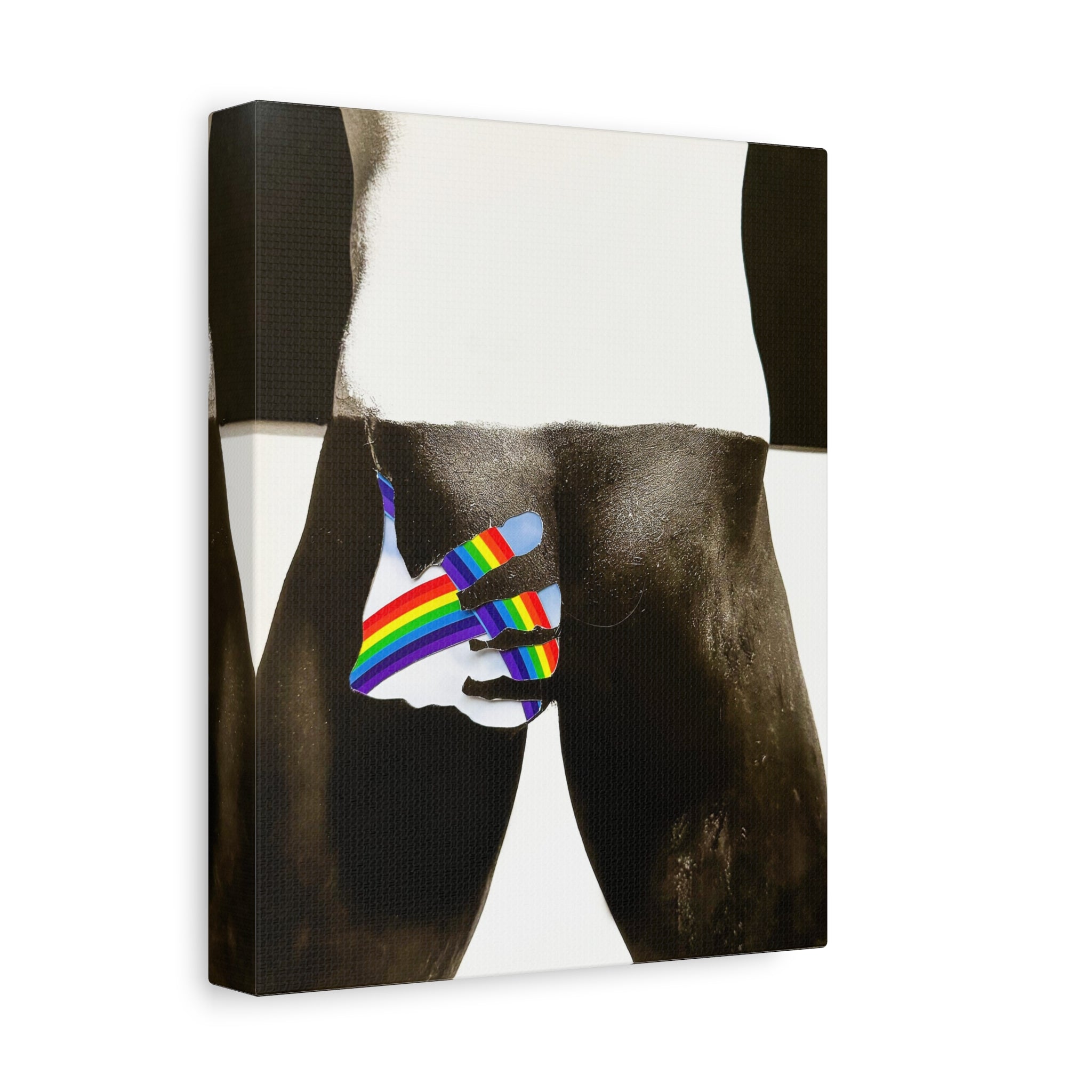Canvas Print — Black & White Photo with Rainbow Hand Accent
