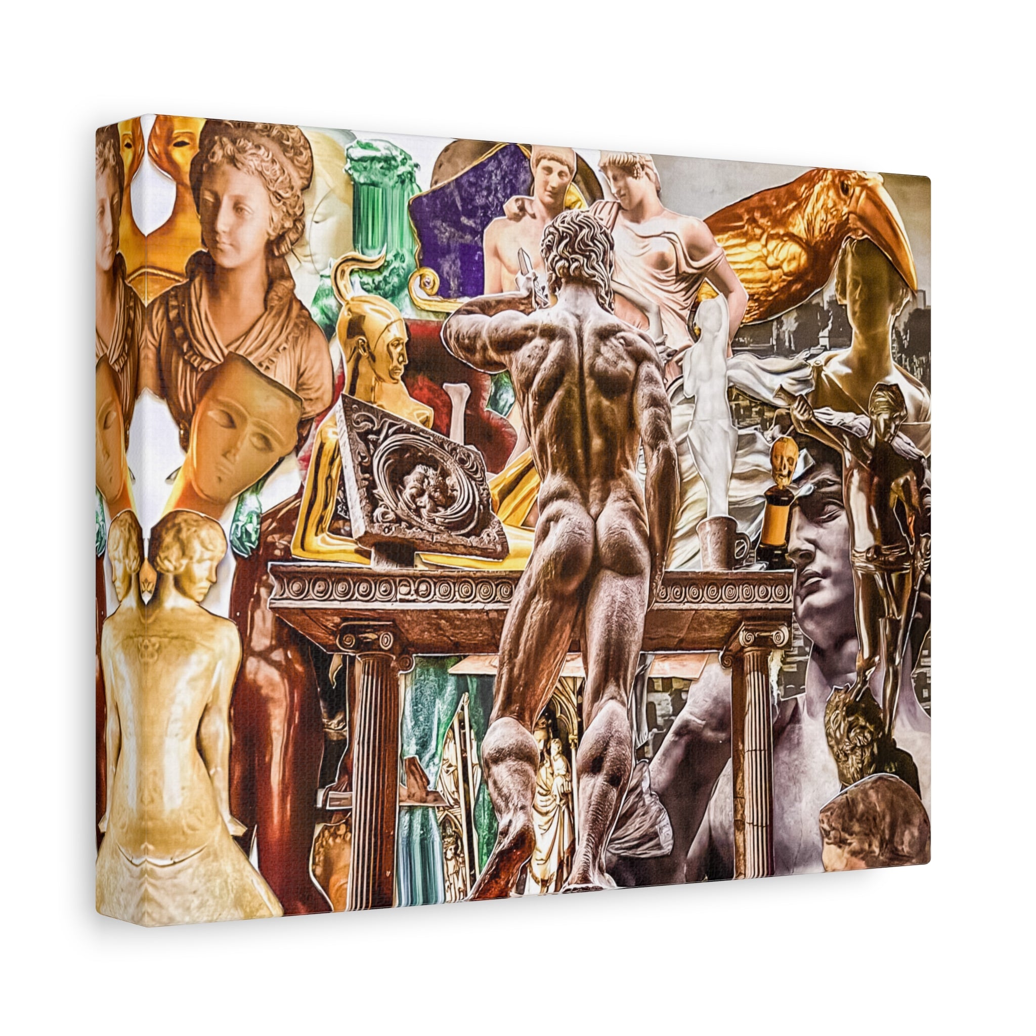 Classical Sculpture Collage Canvas Print — Vintage Museum Art Wall Decor