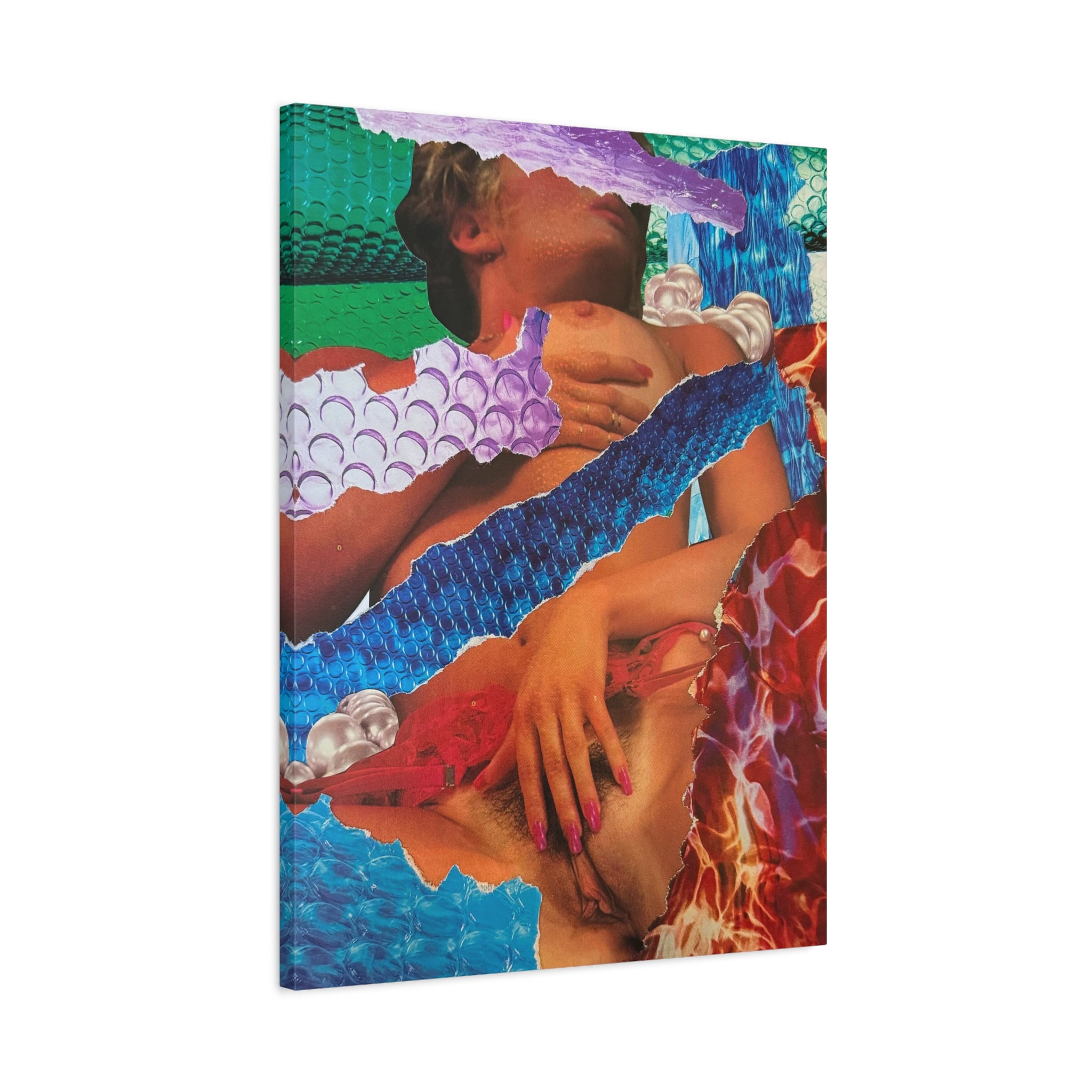 Abstract Collage Matte Canvas Wall Art — Sensual Mixed-Media Print