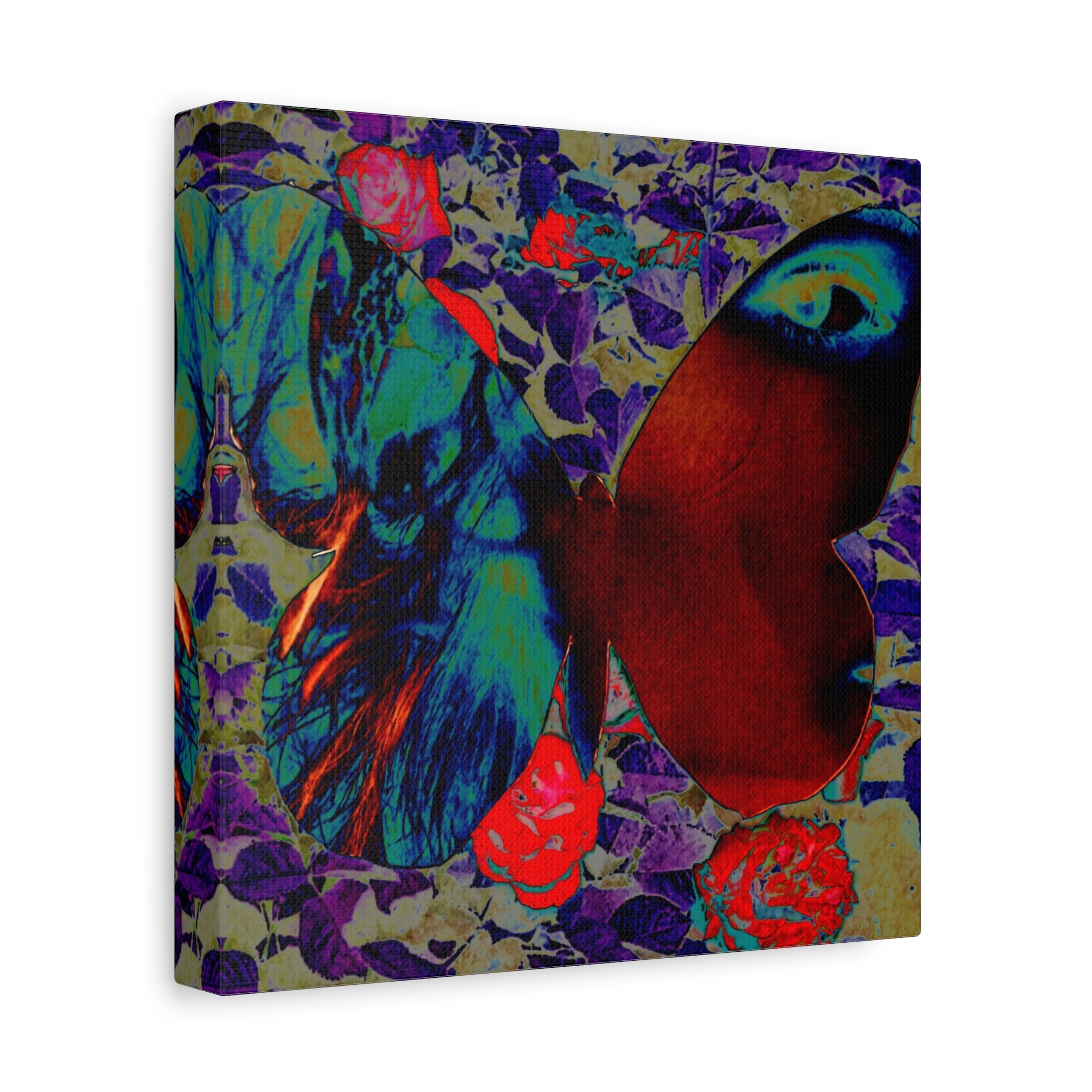 Surreal Butterfly Eye Matte Canvas Wall Art — Vibrant Pop-Art Floral Print