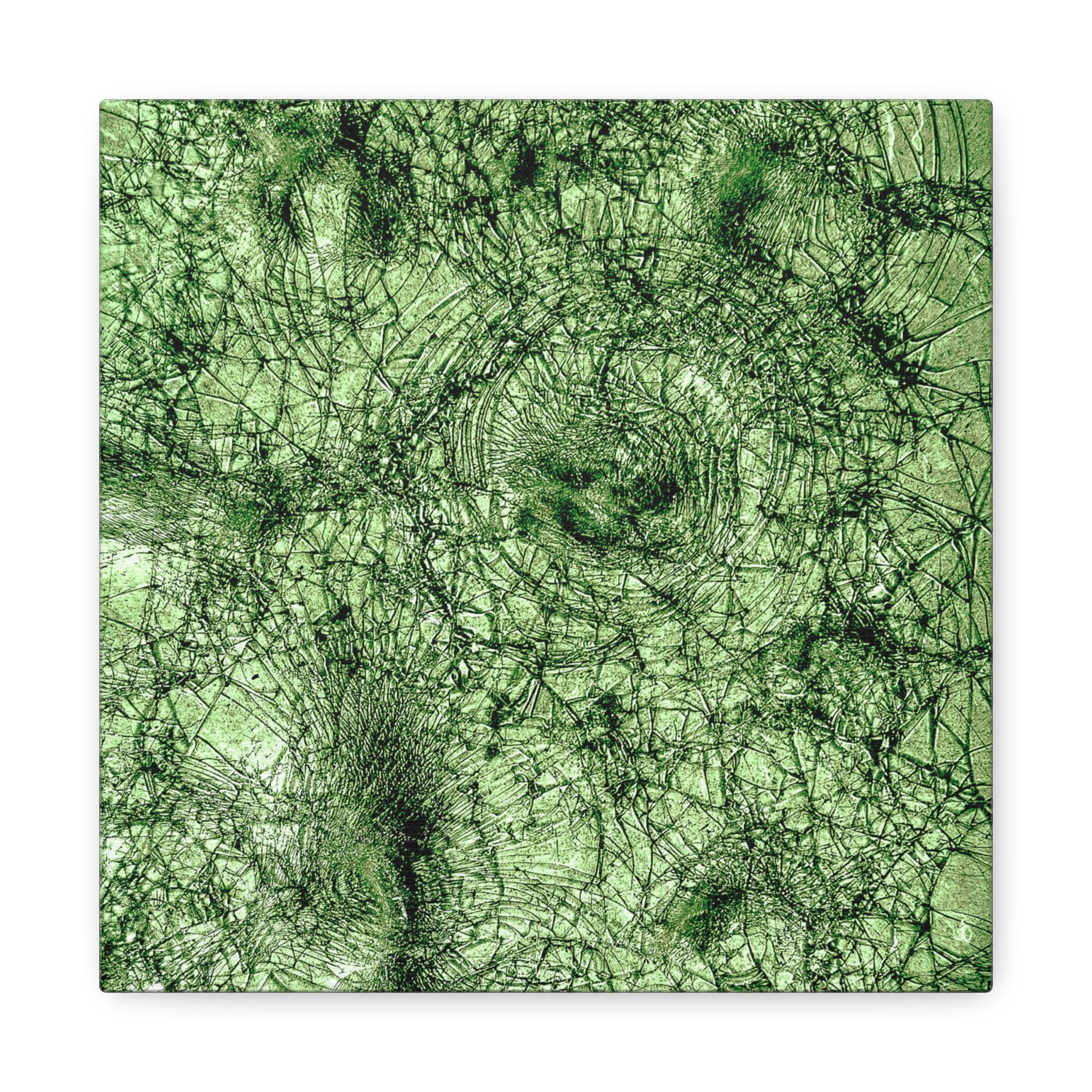 Abstract Green Texture Canvas Print — Organic Fractal Wall Art