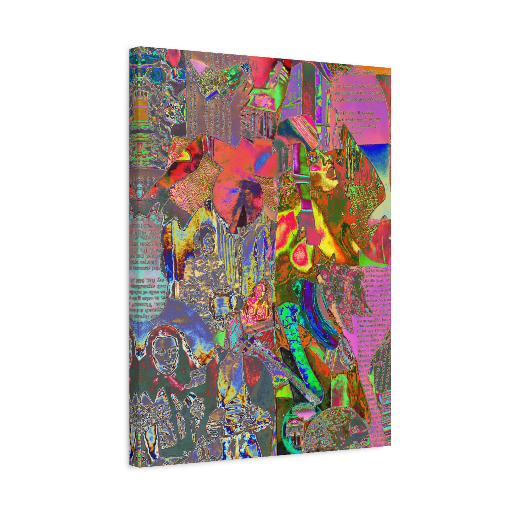 Abstract Neon Collage Canvas Print — Vibrant Psychedelic Wall Art