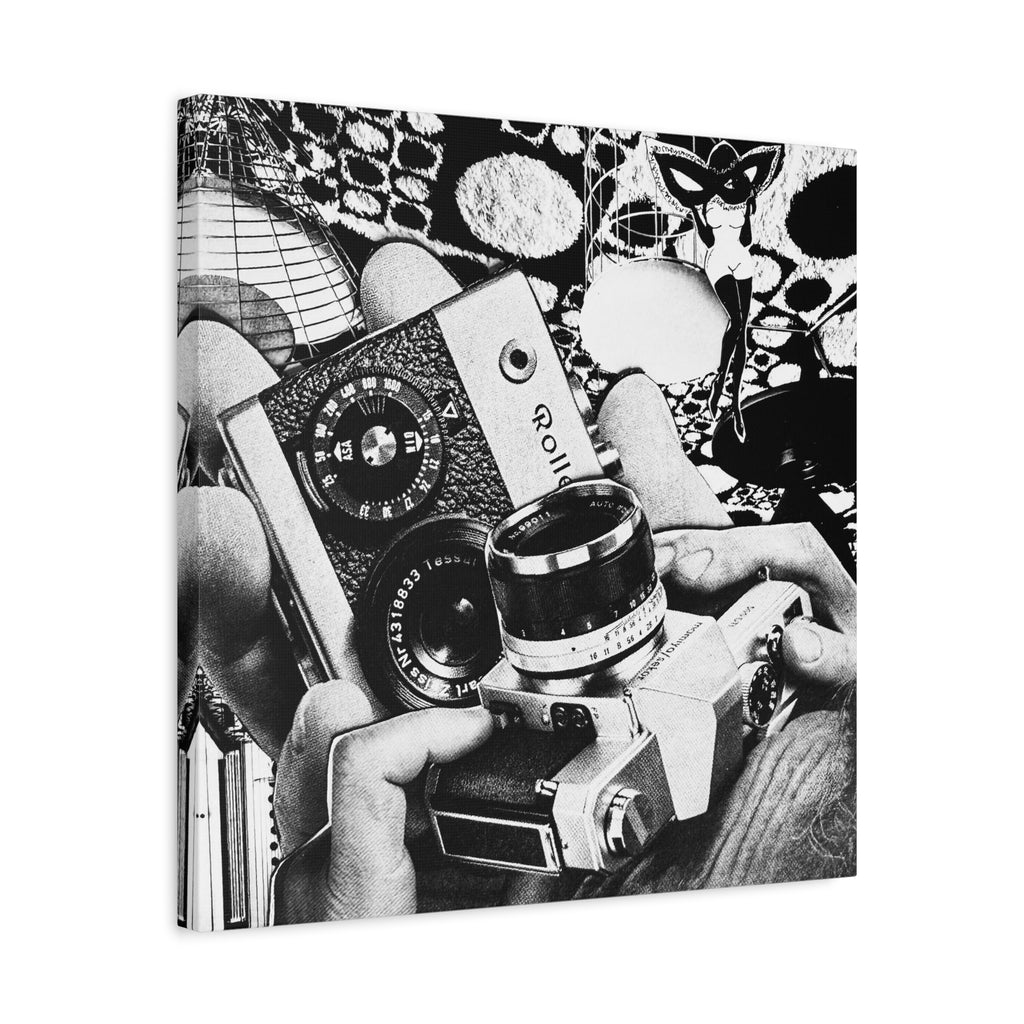 Vintage Camera Collage Matte Canvas Wall Art