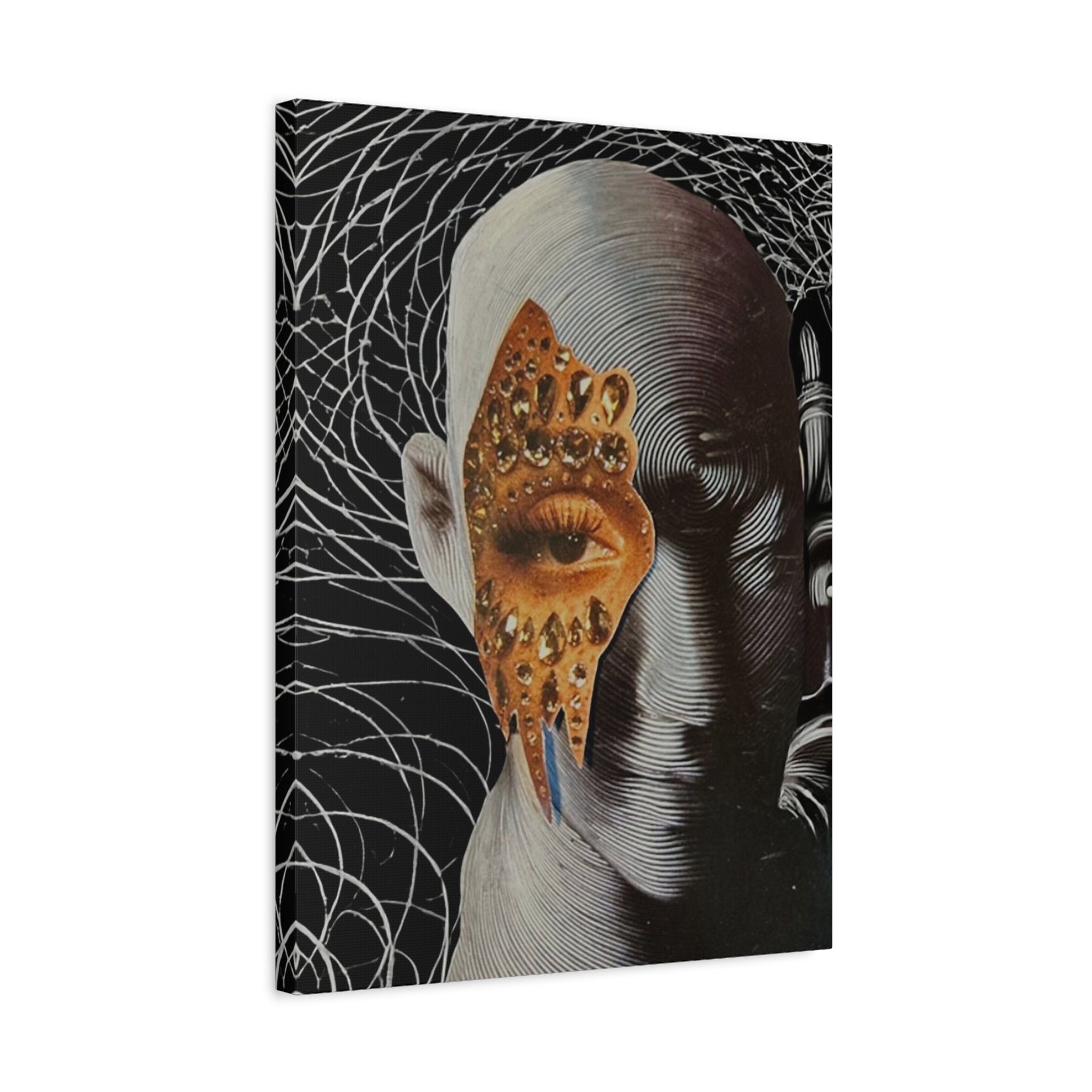 Surreal Masked Portrait Canvas — Matte Stretched Wall Art