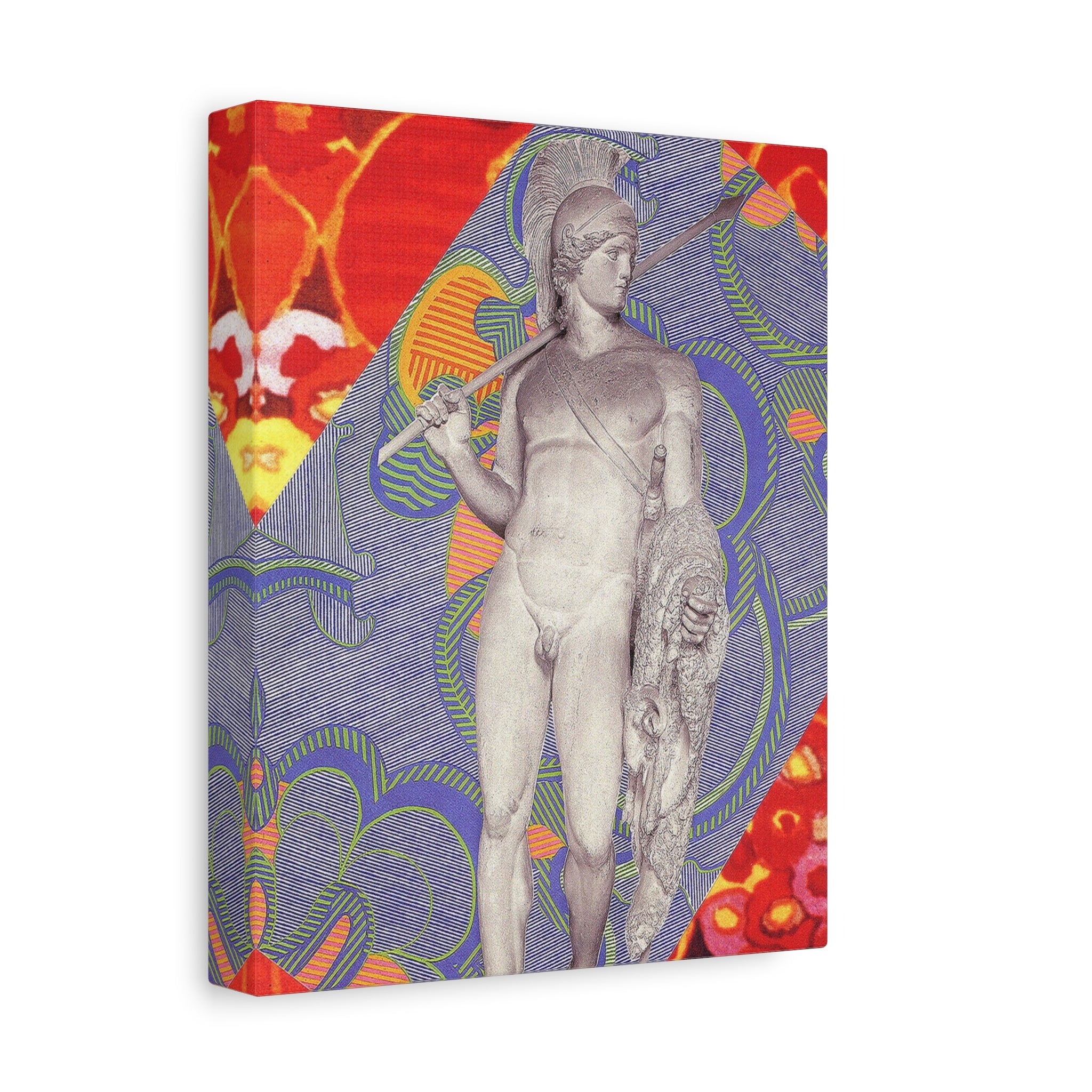 Classical Statue Collage Canvas - Vibrant Pop Art Wall Decor