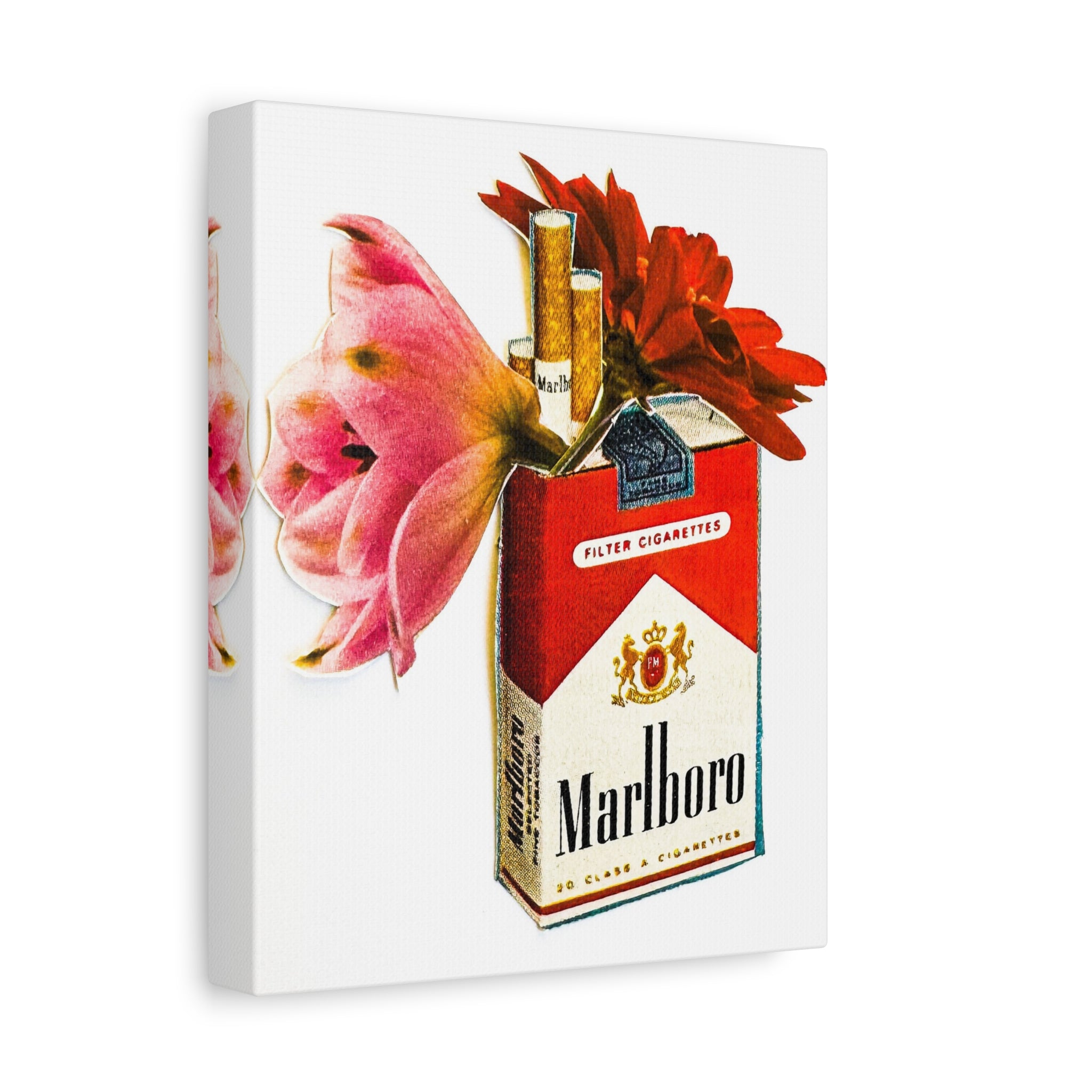 Marlboro Cigarette Pack Floral Canvas Wall Art