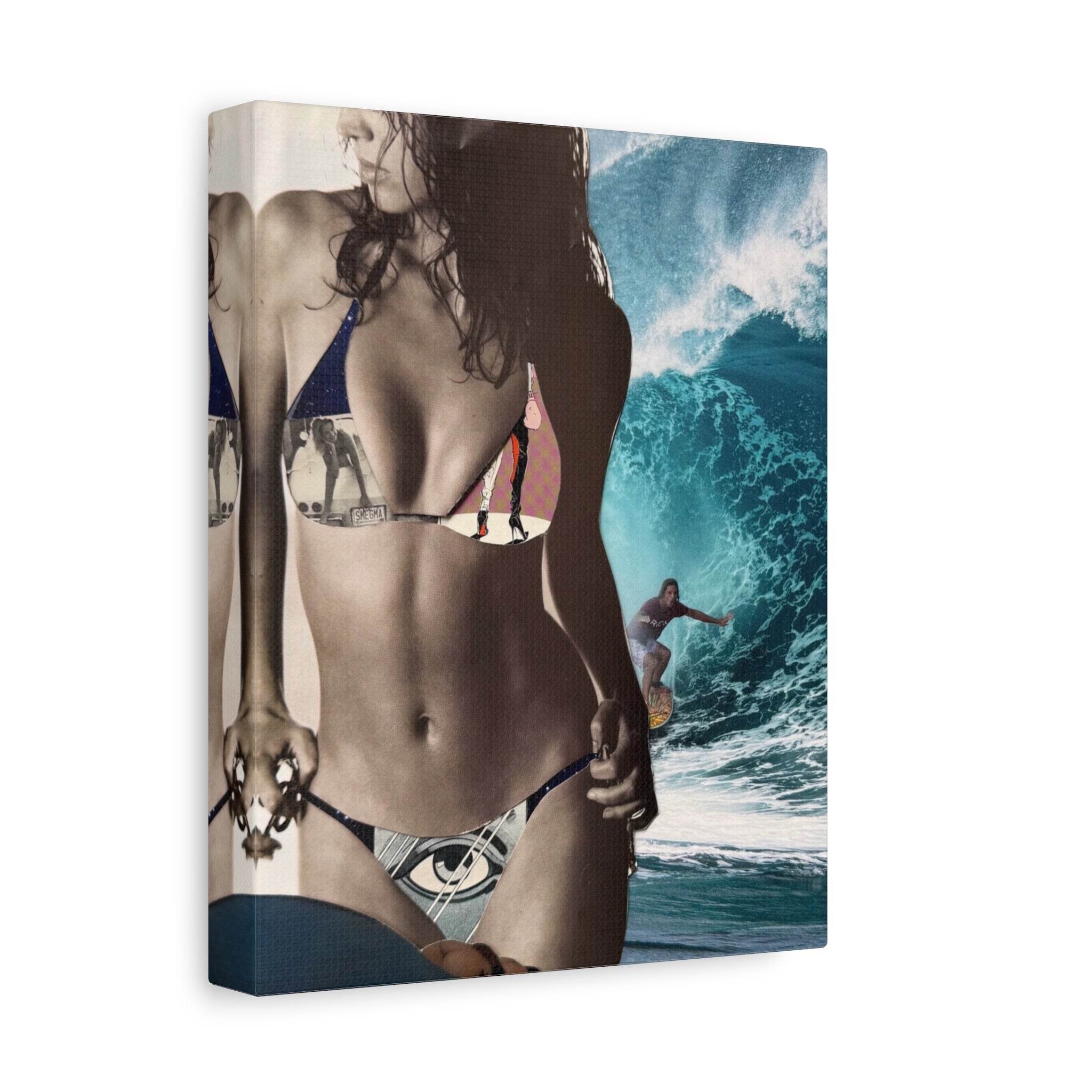 Surf Bikini Canvas Print — Beach Wave Coastal Wall Art, Matte Stretched Canvas