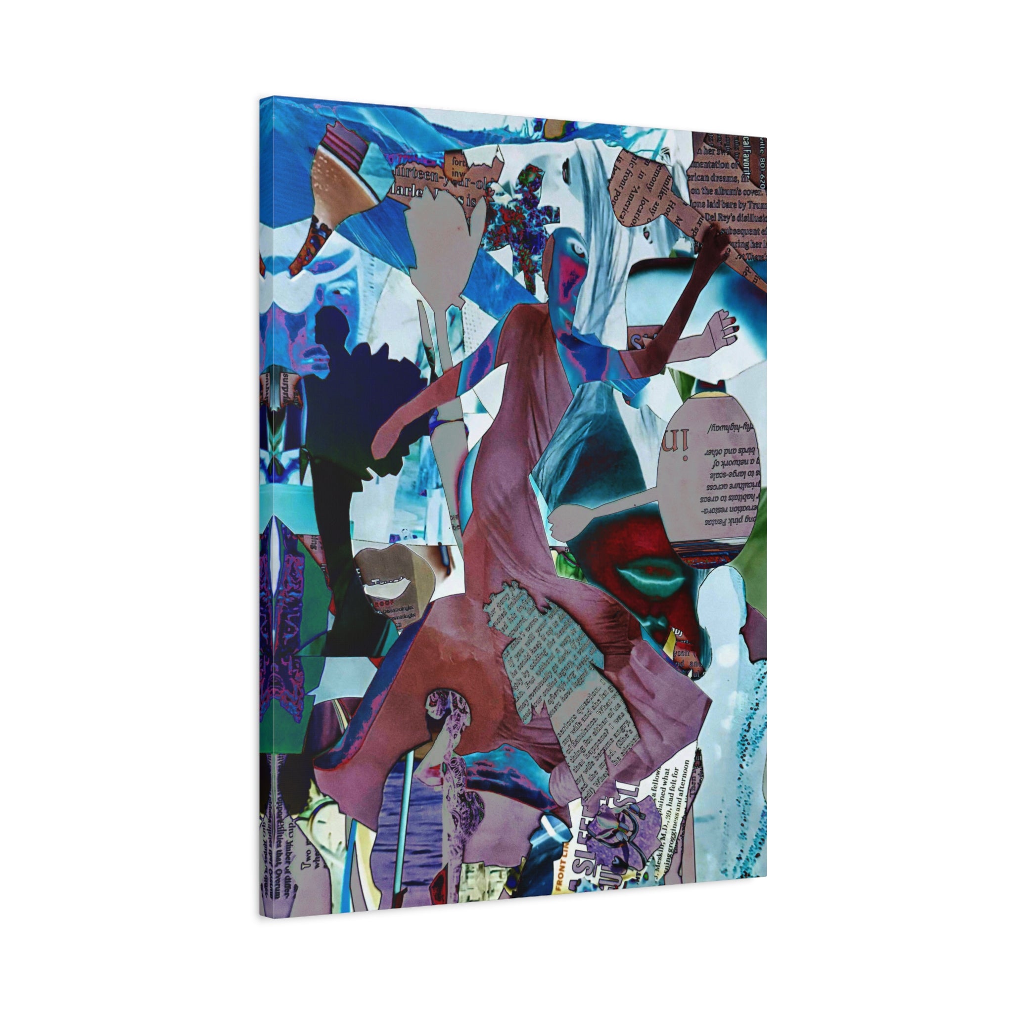 Abstract Collage Matte Canvas Wall Art — Vibrant Surreal Dance Scene