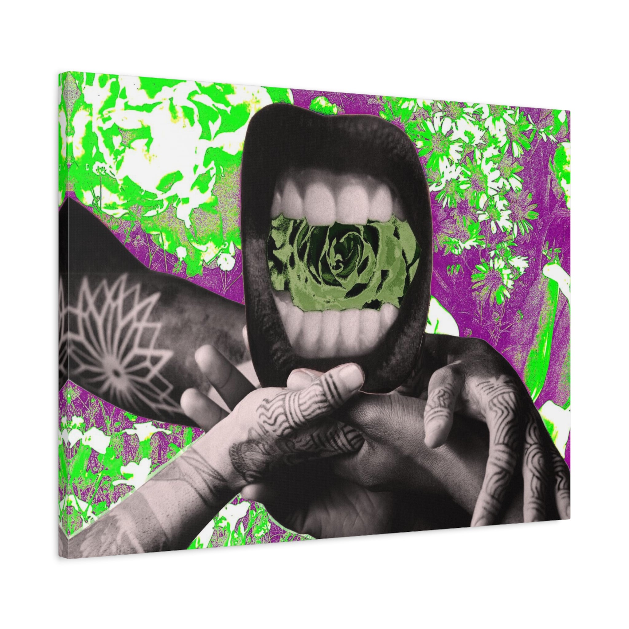 Surreal Floral Mouth Matte Canvas Print