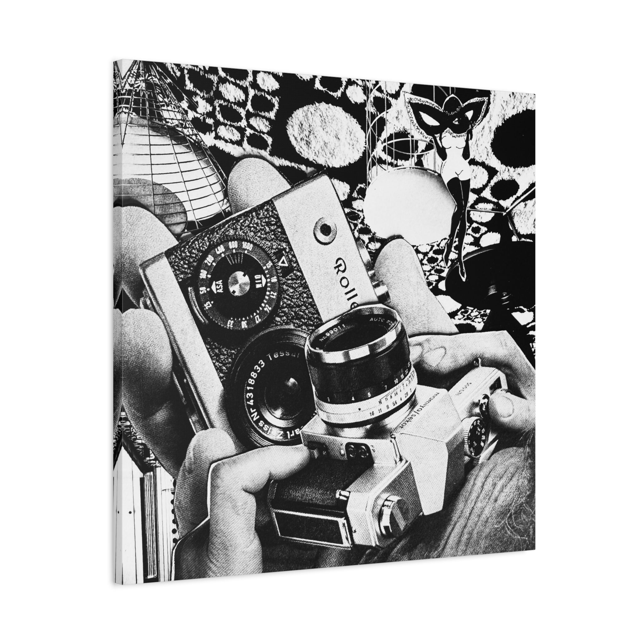 Vintage Camera Collage Matte Canvas Wall Art