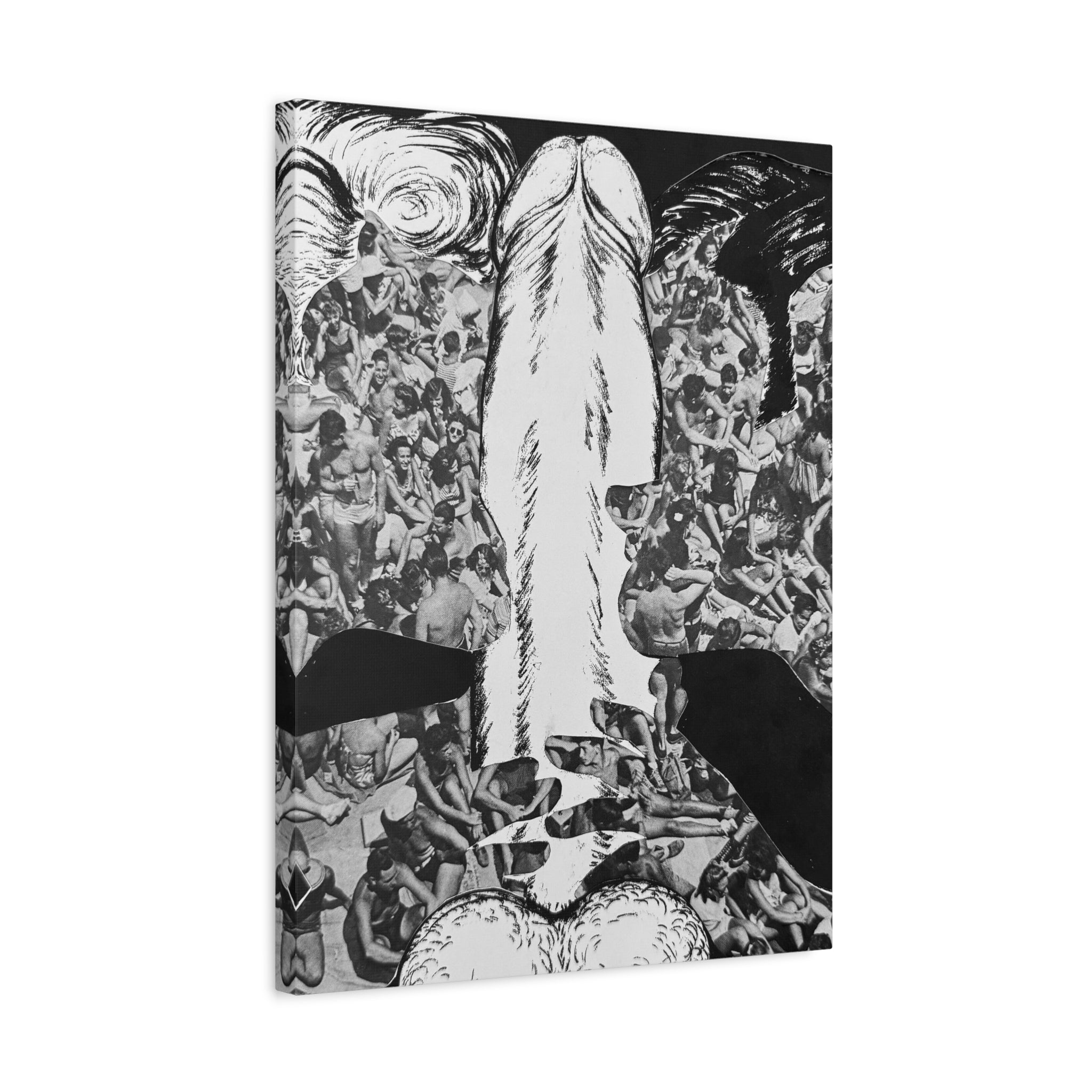 Surreal Black & White Collage Canvas Print — Stretched Matte Wall Art