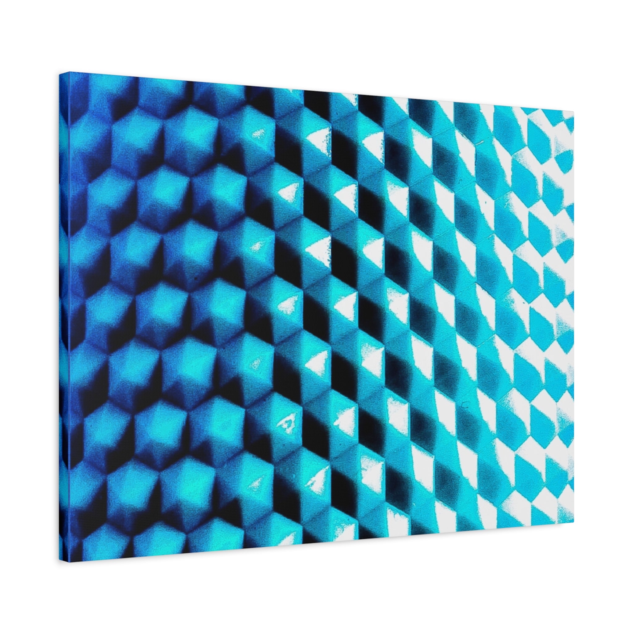 Blue Geometric Pattern Matte Stretched Canvas (1.25") — Abstract Modern Wall Art