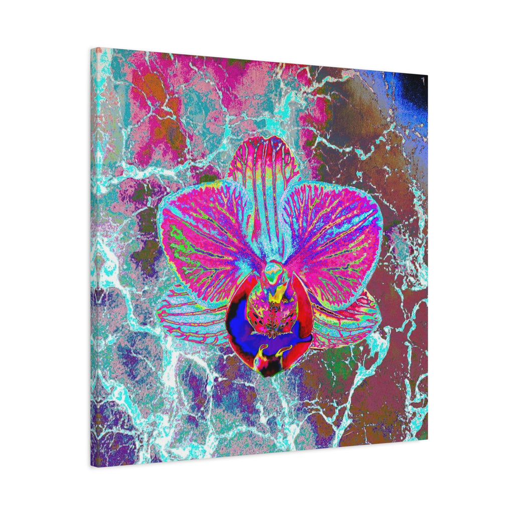 Neon Orchid Matte Canvas Wall Art – Vibrant Abstract Floral Print, Stretched 1.25"