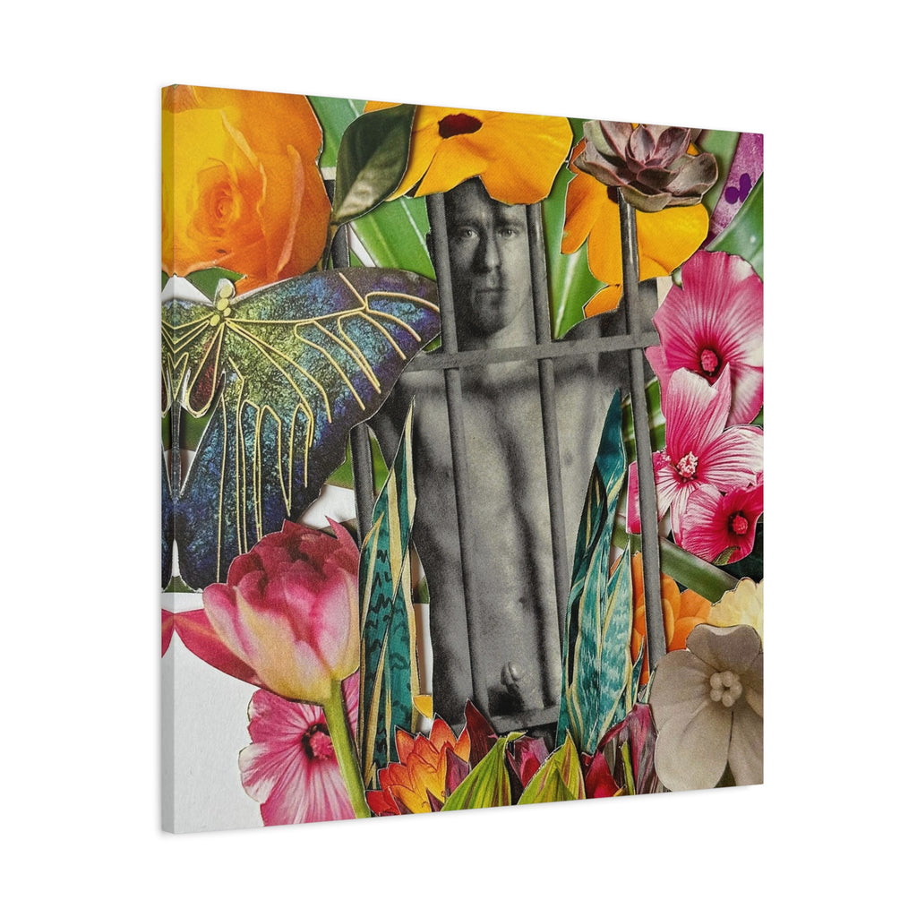 Floral Prisoner Matte Canvas Wall Art — Surreal Photo Collage Stretched Canvas
