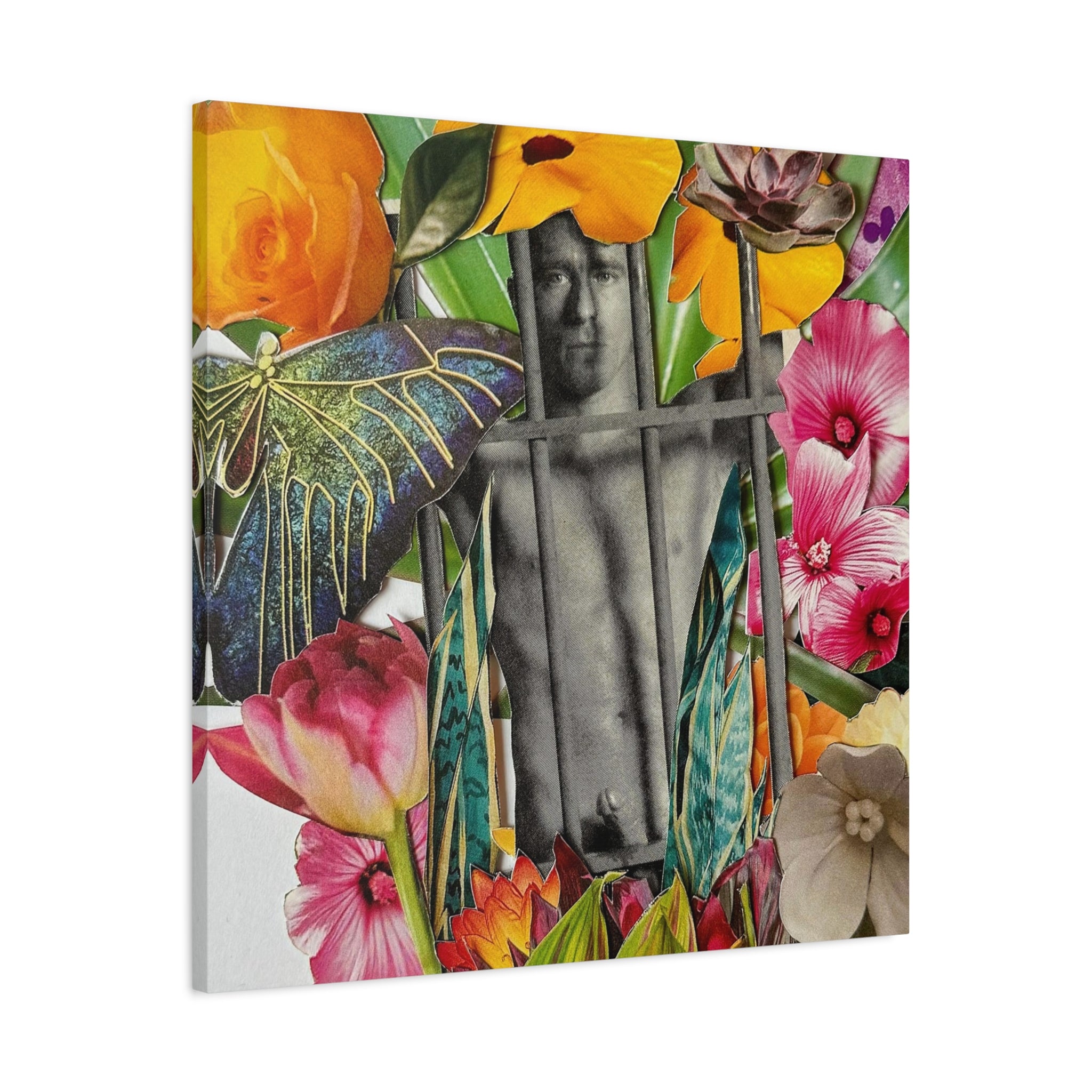 Floral Prisoner Matte Canvas Wall Art — Surreal Photo Collage Stretched Canvas