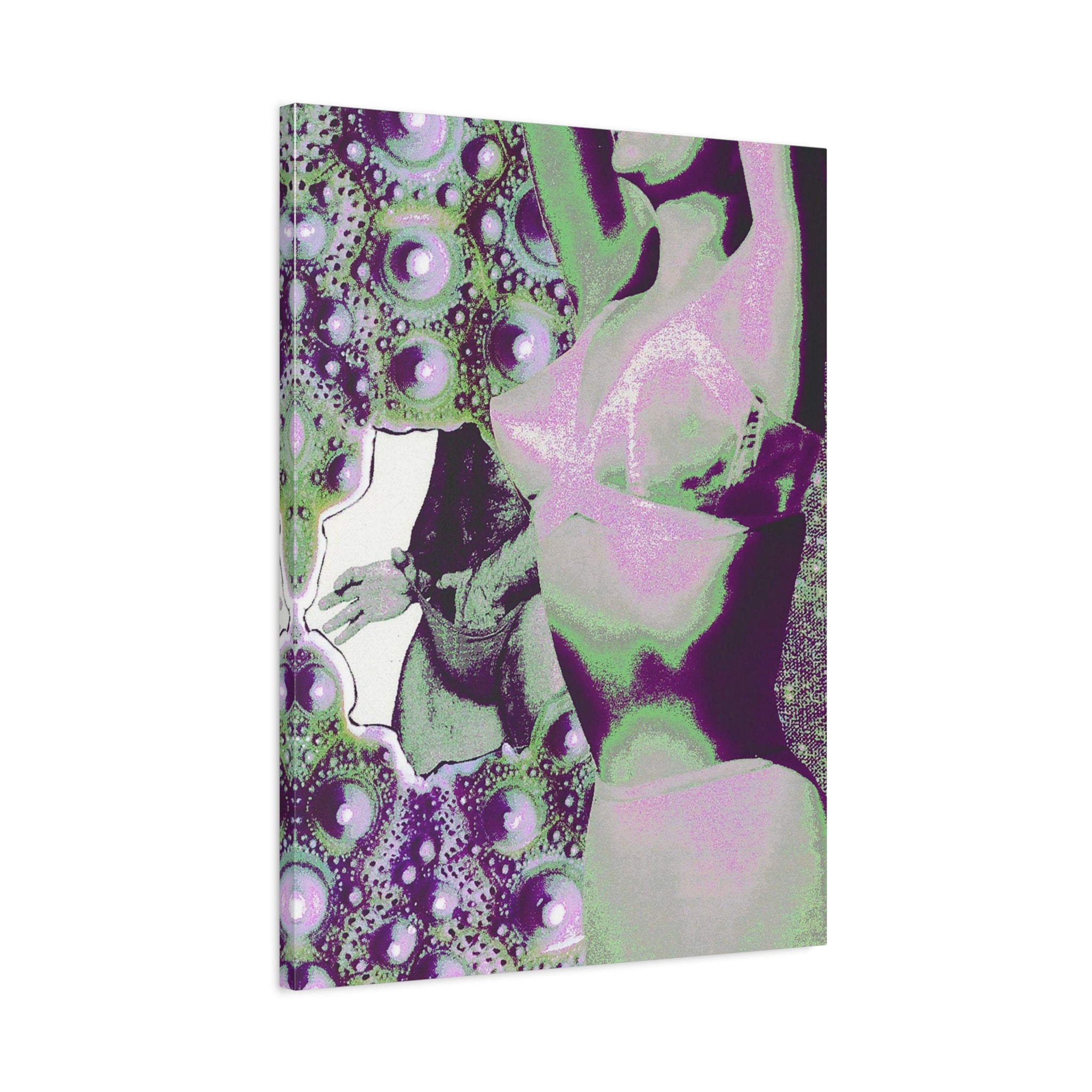 Abstract Surreal Canvas Art — Green & Purple Female Silhouette