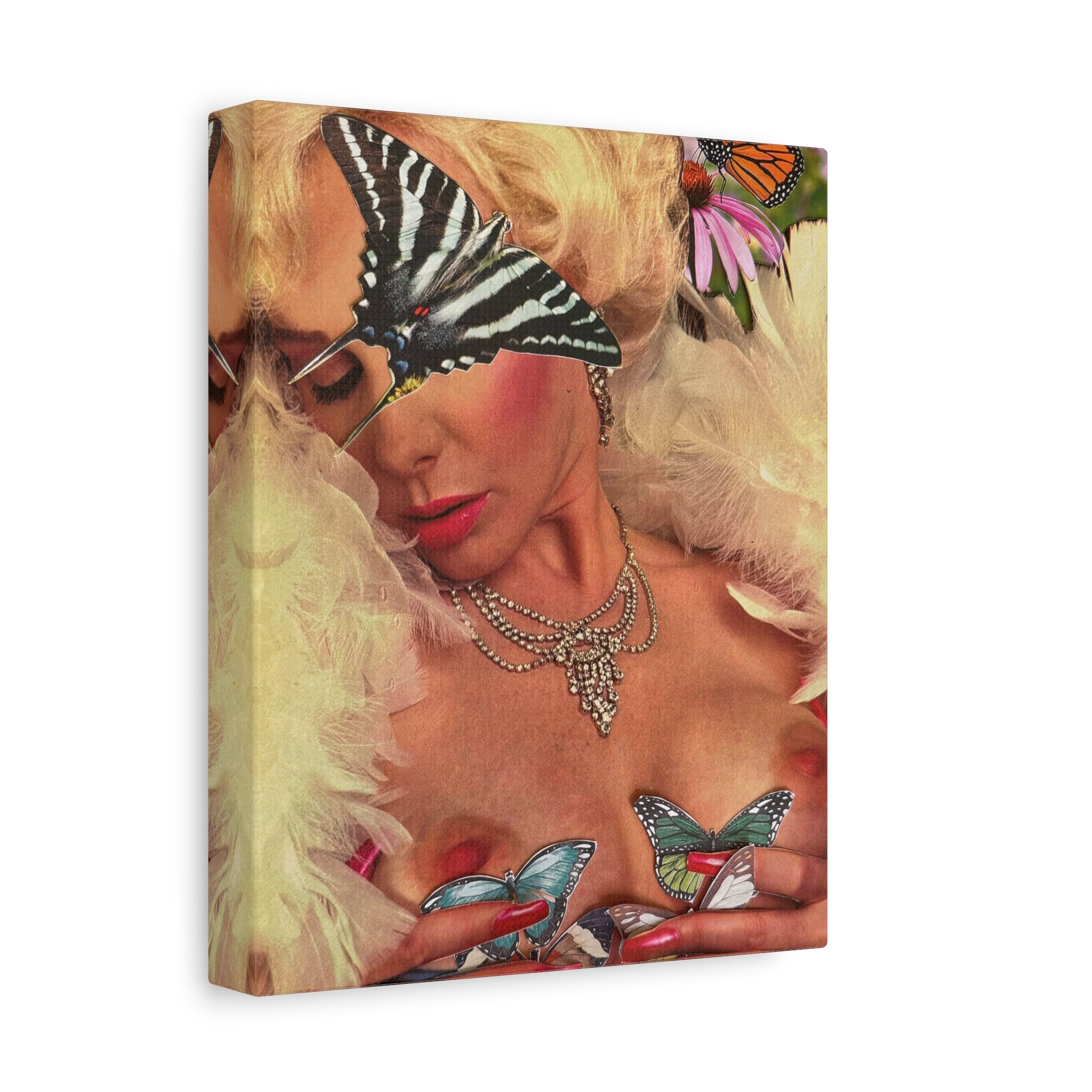 Vintage Pin-Up Butterfly Canvas Print — Matte Stretched Wall Art
