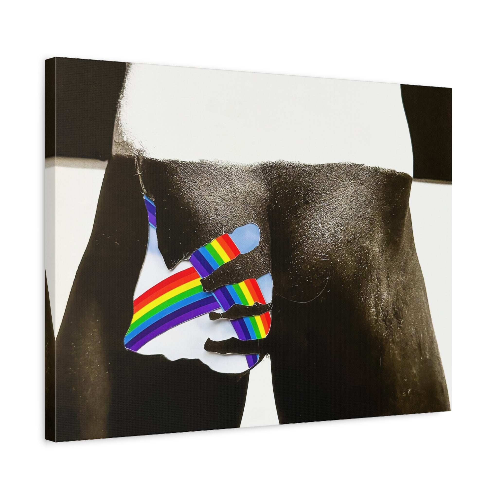 Canvas Print — Black & White Photo with Rainbow Hand Accent