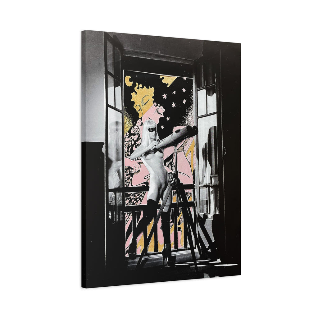 Surreal Pop Art Canvas Print — Nude Figure & Dreamscape Window