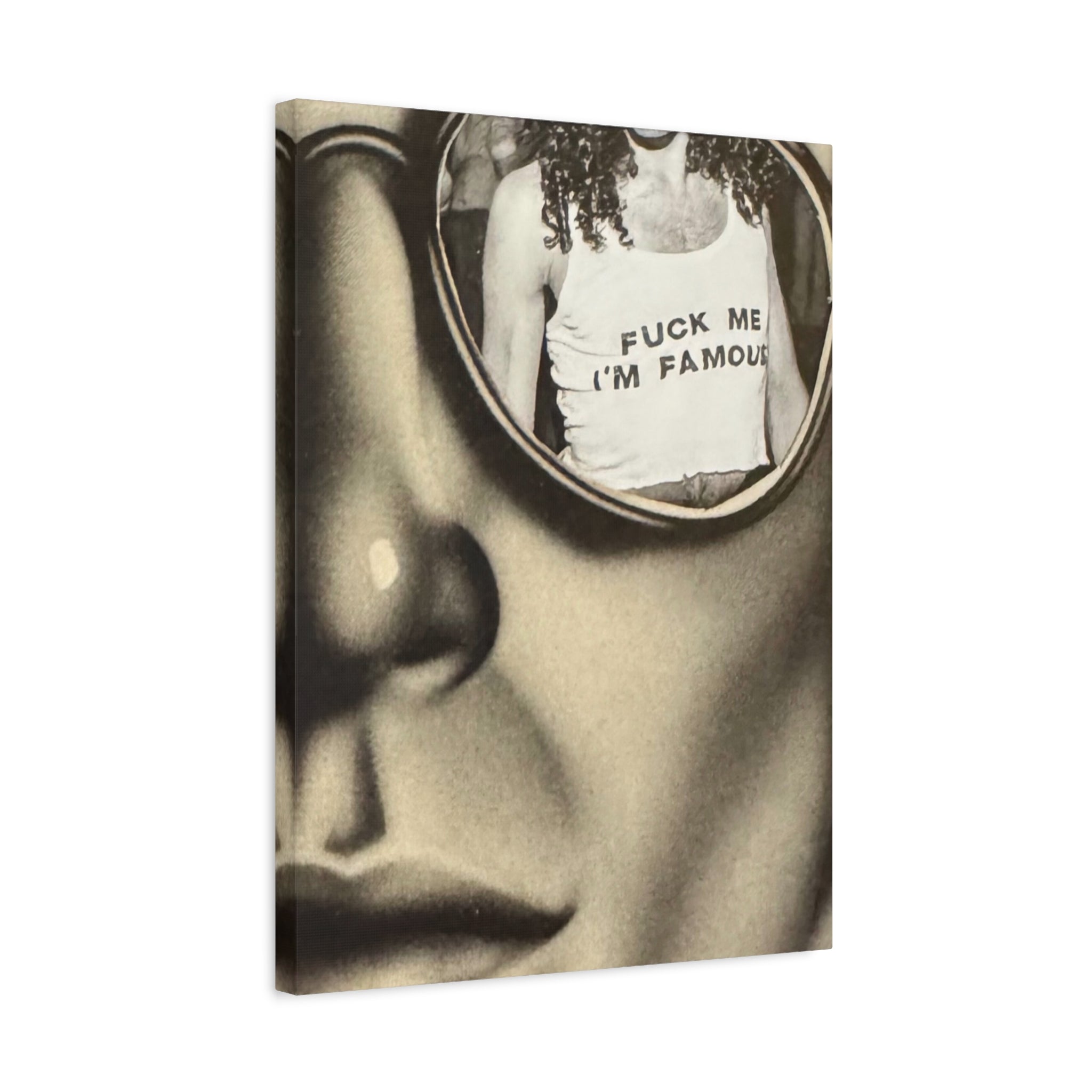 Retro Pop Art Canvas Print — 'Fuck Me I'm Famous' Sunglasses Reflection