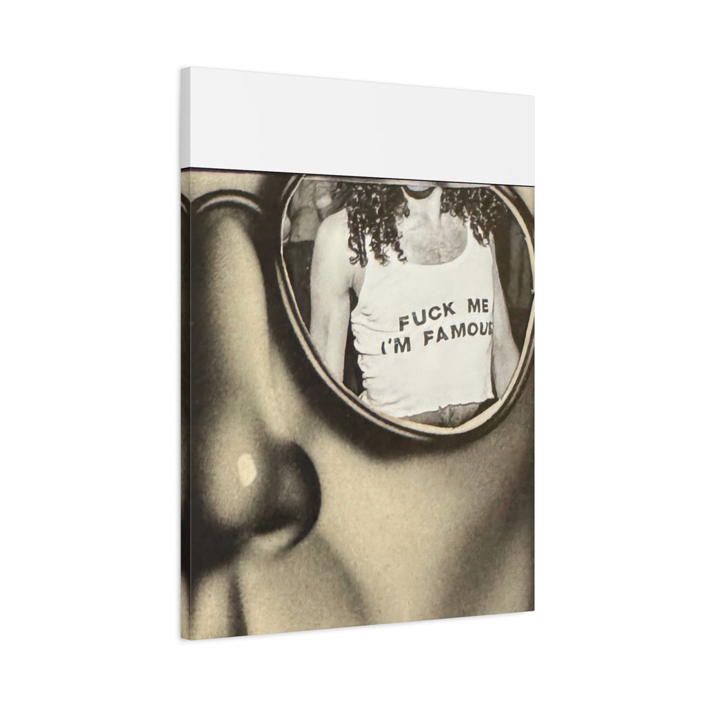 Retro Pop Art Canvas Print — 'Fuck Me I'm Famous' Sunglasses Reflection