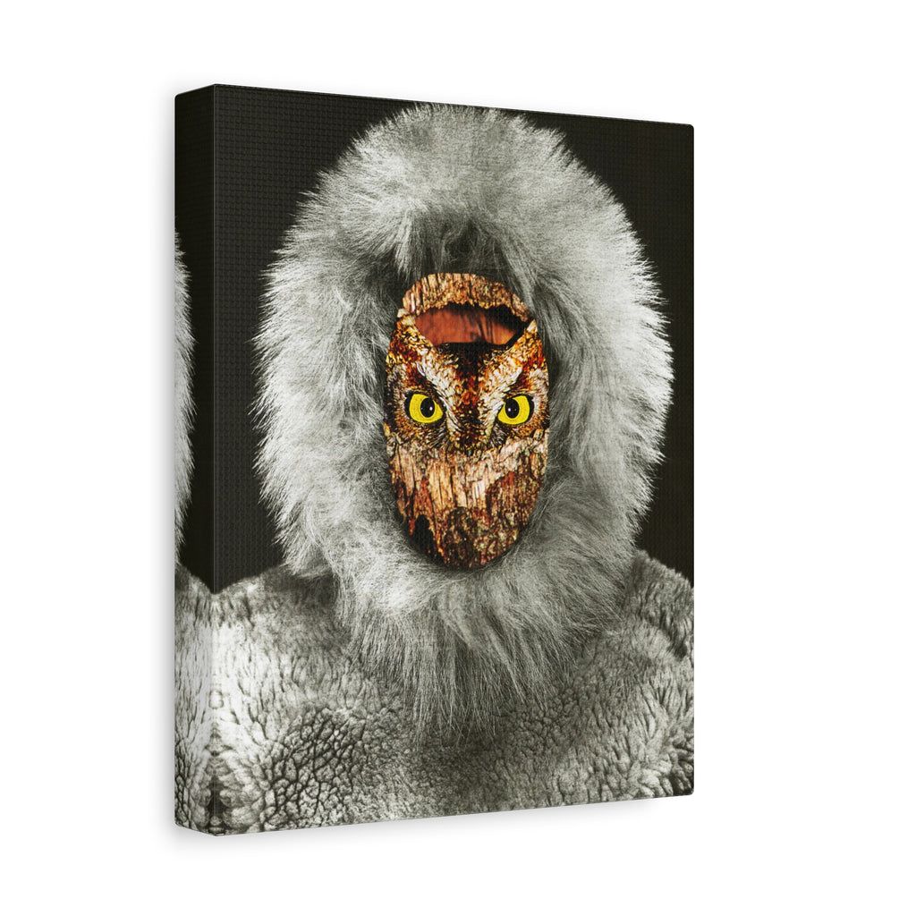 Owl-Faced Fur Parka Matte Canvas Print