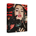 Matte Stretched Canvas Print — Bold Femme Portrait with Glossy Gloves
