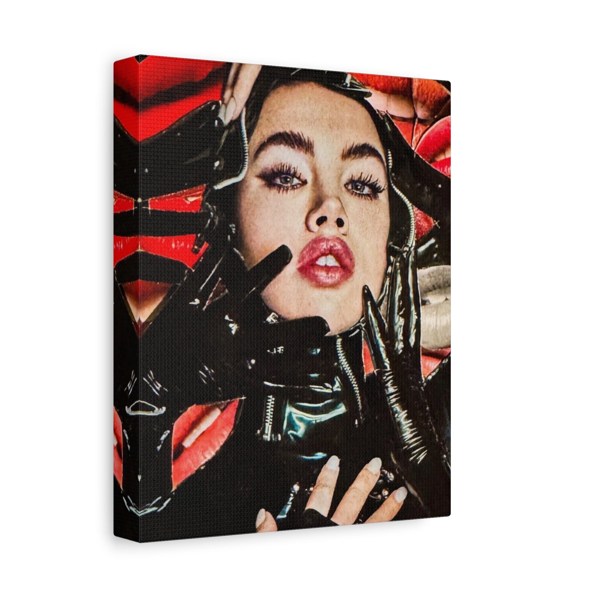 Matte Stretched Canvas Print — Bold Femme Portrait with Glossy Gloves
