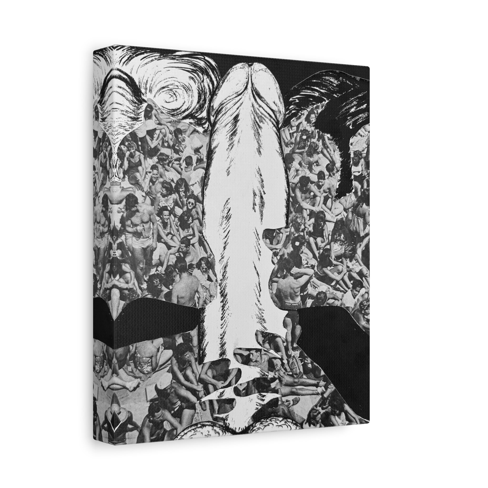 Surreal Black & White Collage Canvas Print — Stretched Matte Wall Art