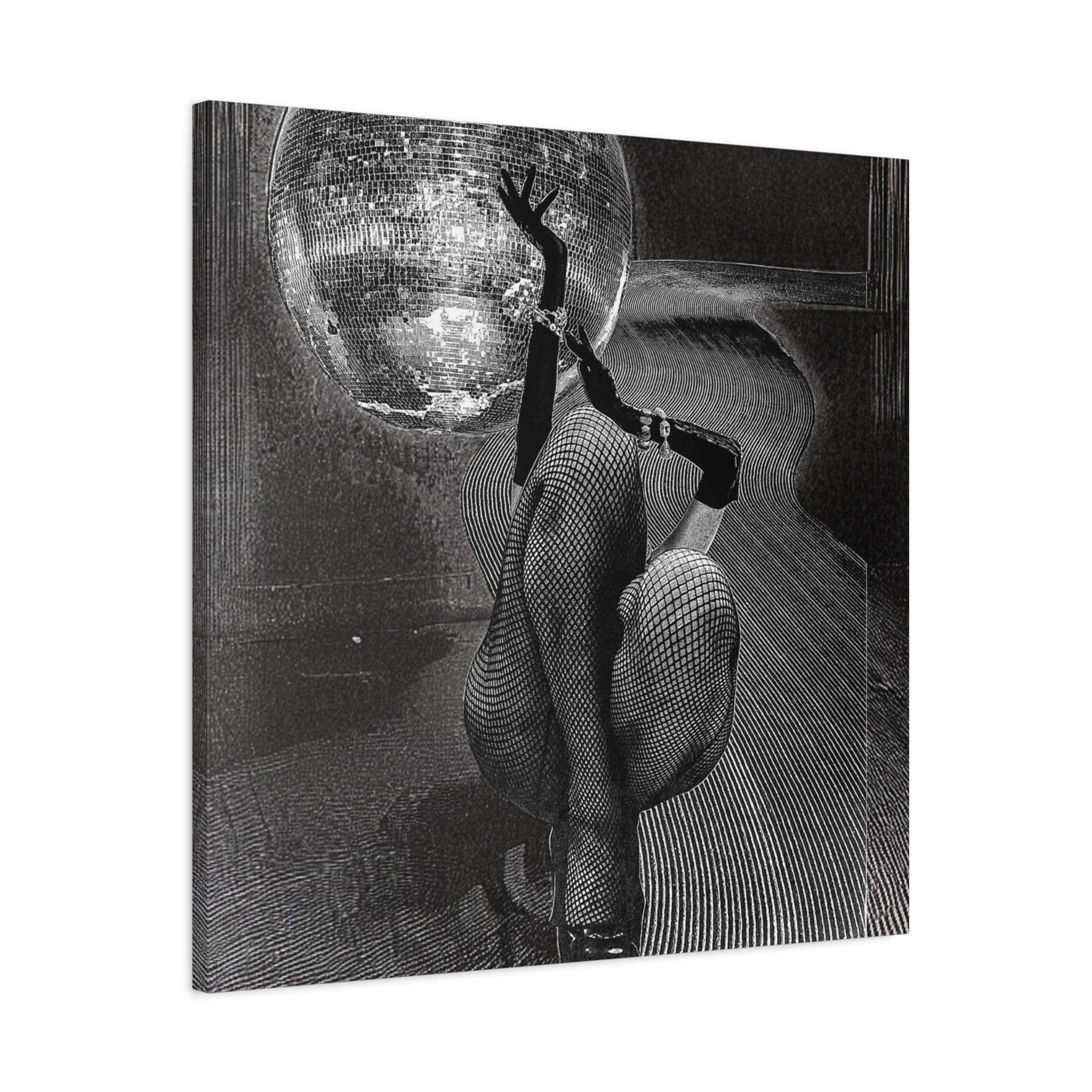 Disco Noir Canvas Art — Retro Glam Dancer Matte Stretched Print