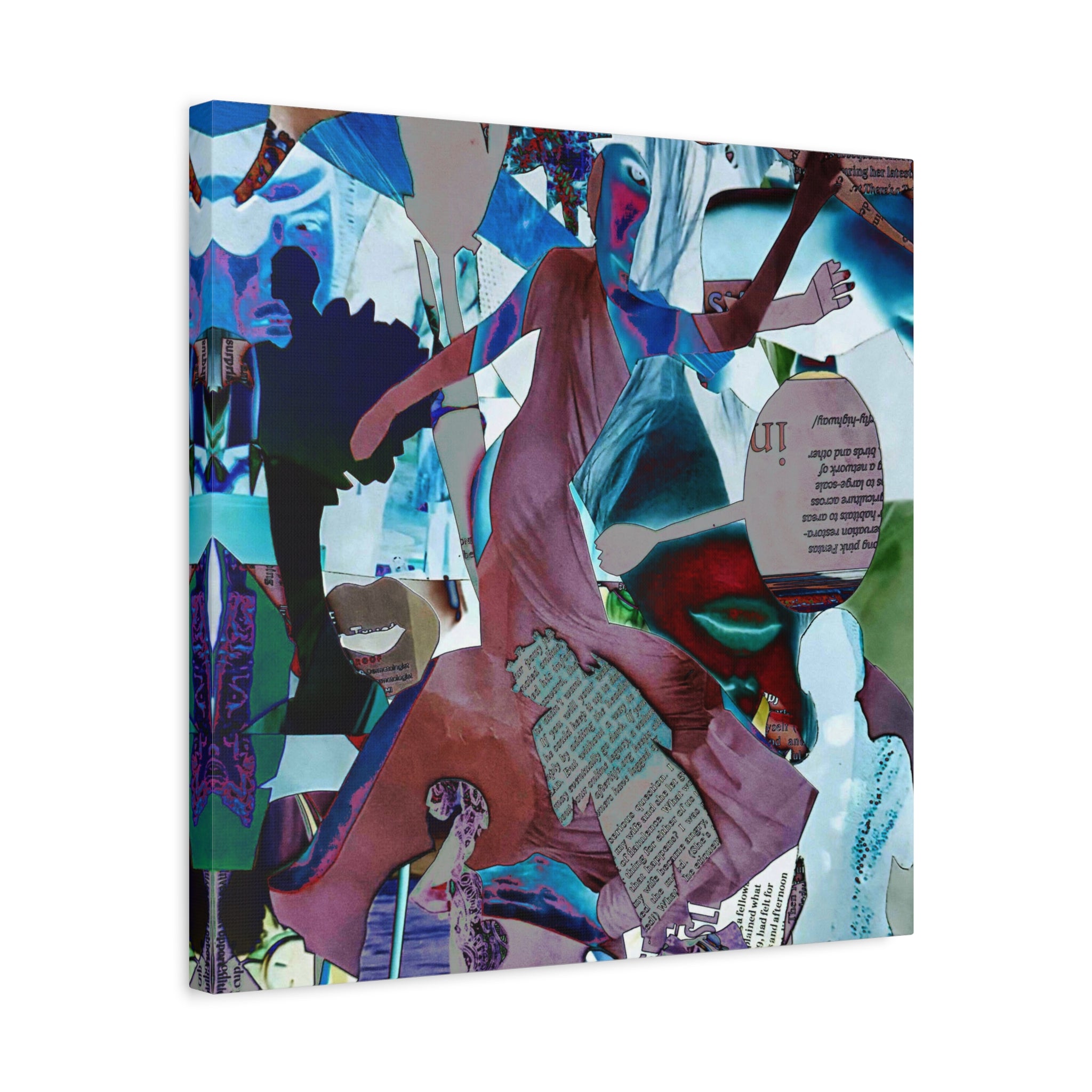 Abstract Collage Matte Canvas Wall Art — Vibrant Surreal Dance Scene