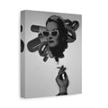 Vintage Noir Pop Art Canvas — Retro Woman with Sunglasses & Cigarette