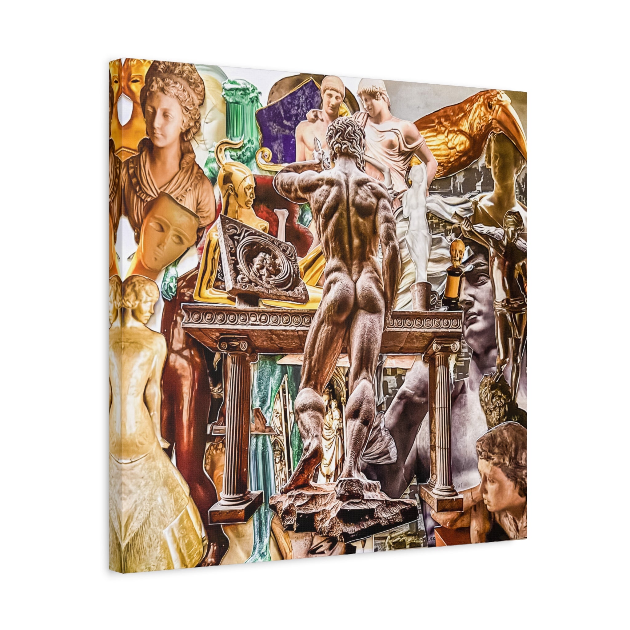 Classical Sculpture Collage Canvas Print — Vintage Museum Art Wall Decor