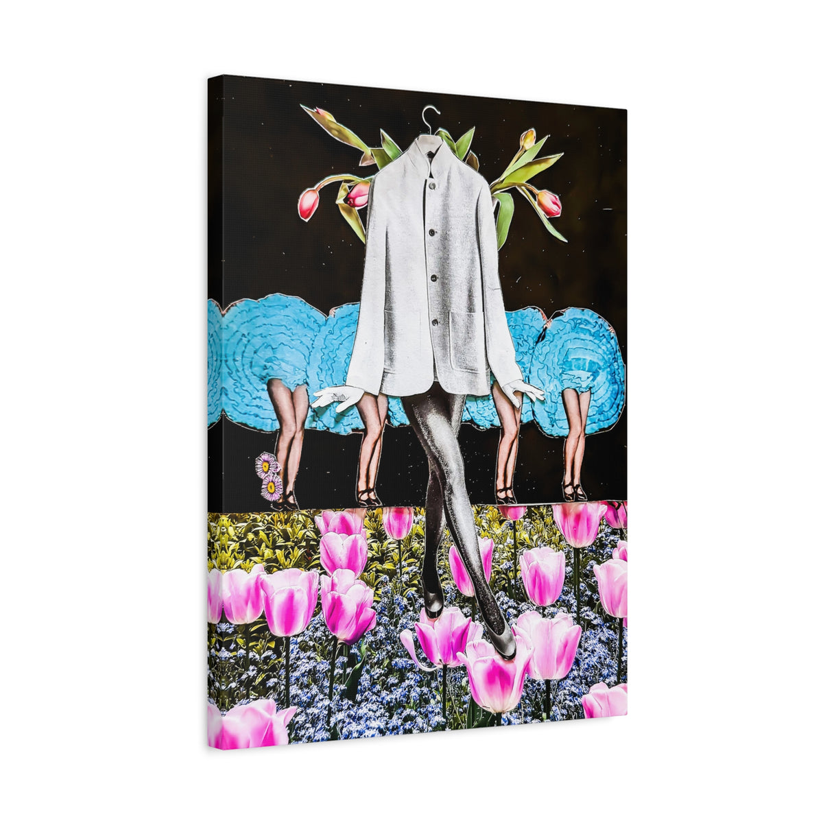 Vintage Showgirls Canvas Art — Floral Tulip Stage Wall Decor (Matte Stretched)