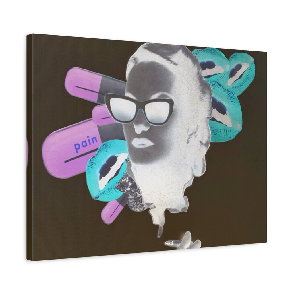 Surreal Pop Art Canvas — 'Pain' Capsule Portrait Matte Stretched Wall Art