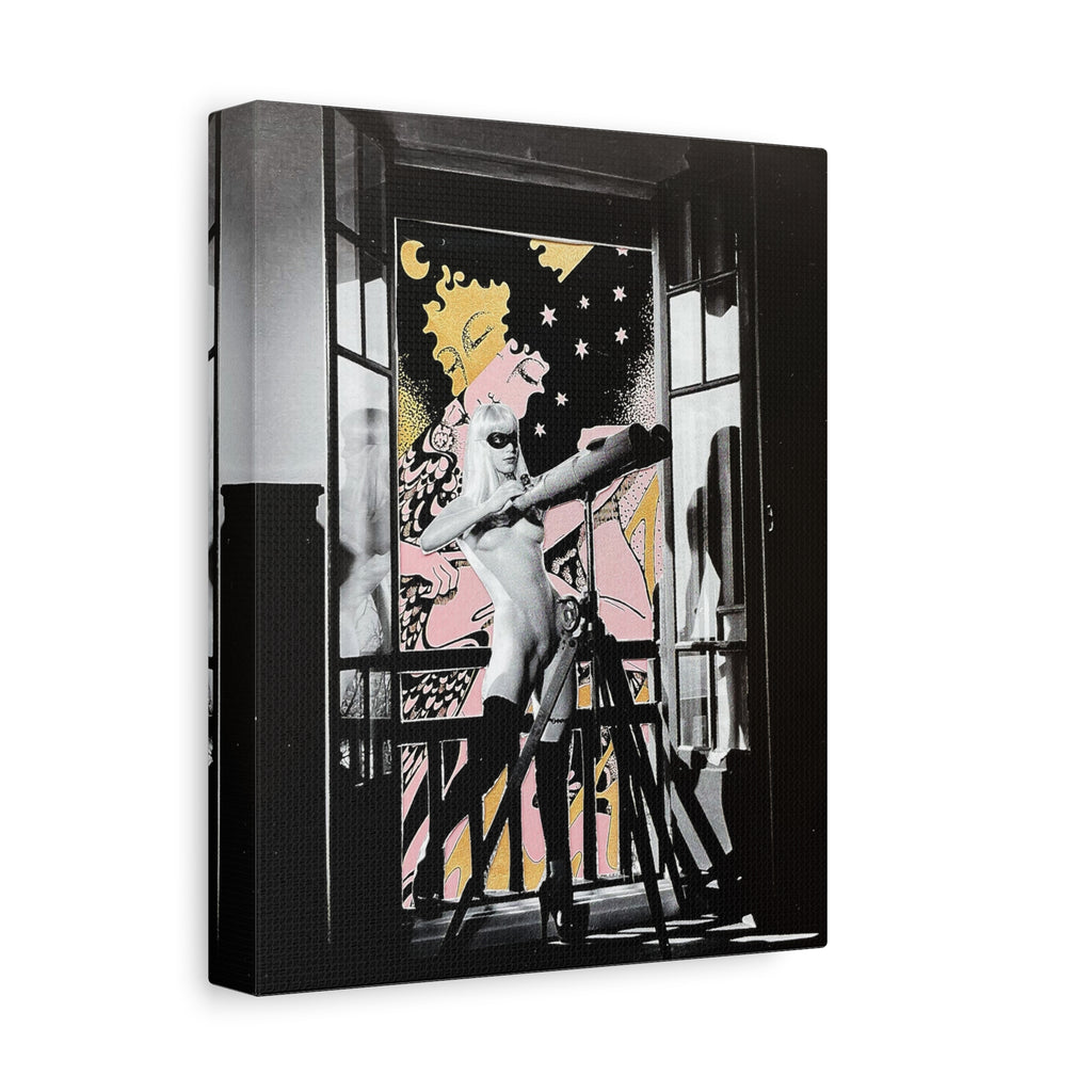 Surreal Pop Art Canvas Print — Nude Figure & Dreamscape Window