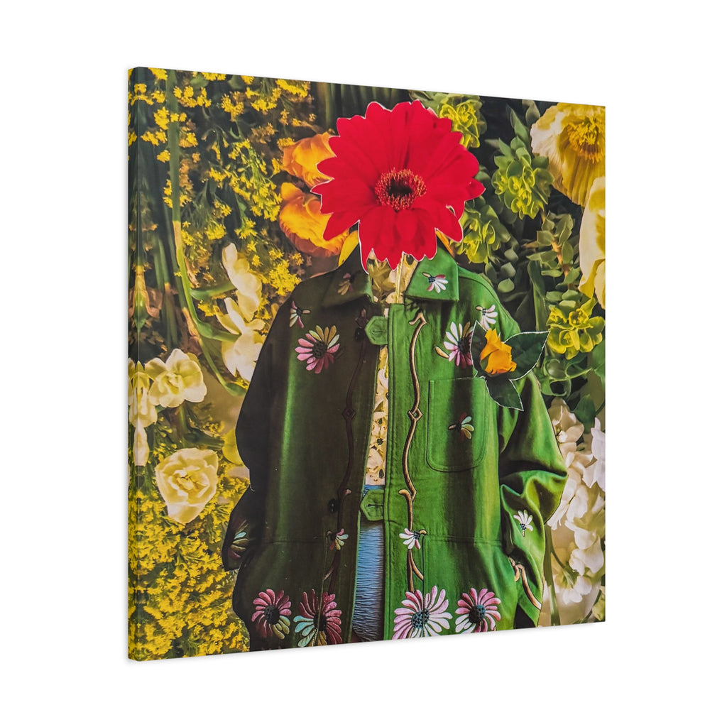 Floral Portrait Matte Stretched Canvas — Red Flower Head Art Print