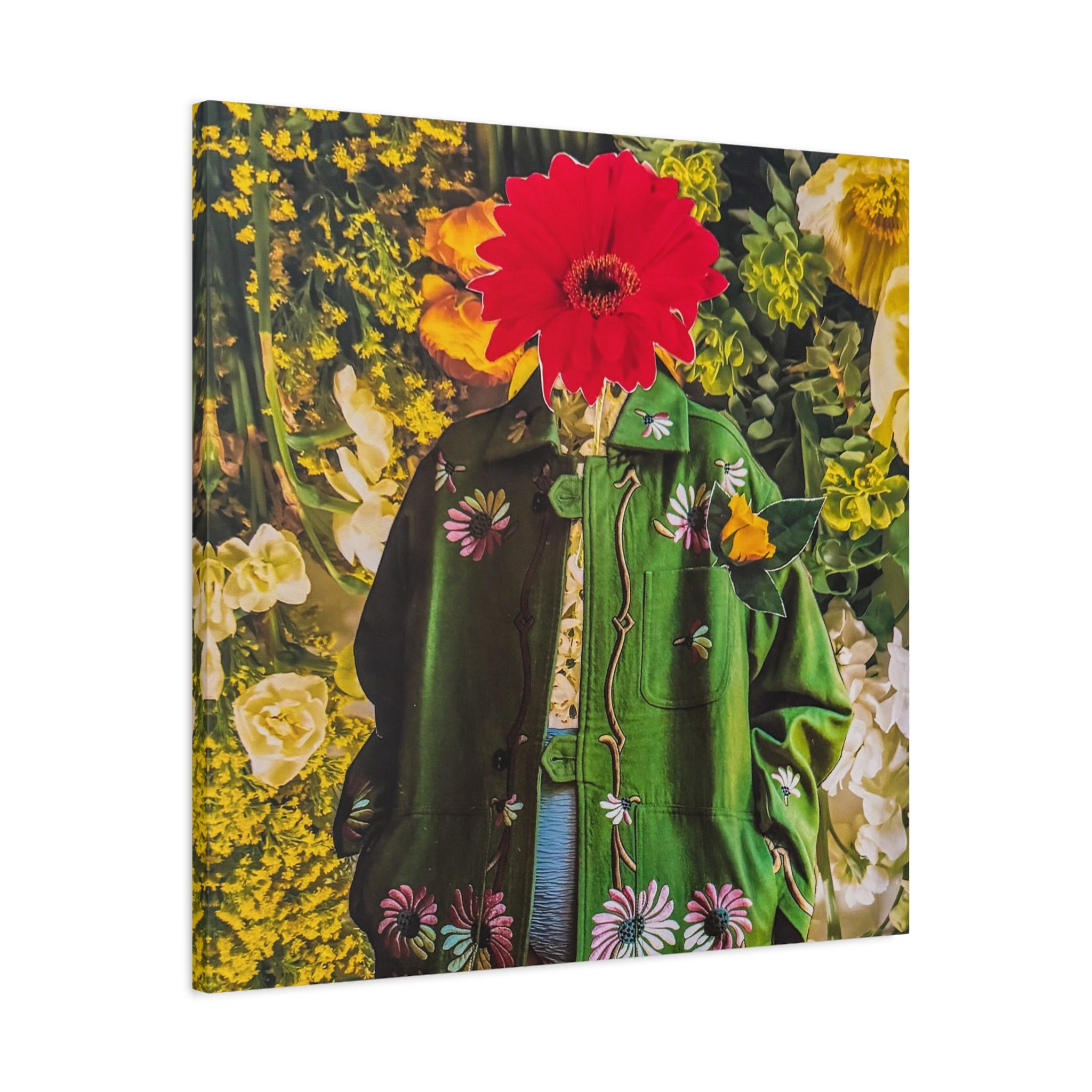 Floral Portrait Matte Stretched Canvas — Red Flower Head Art Print