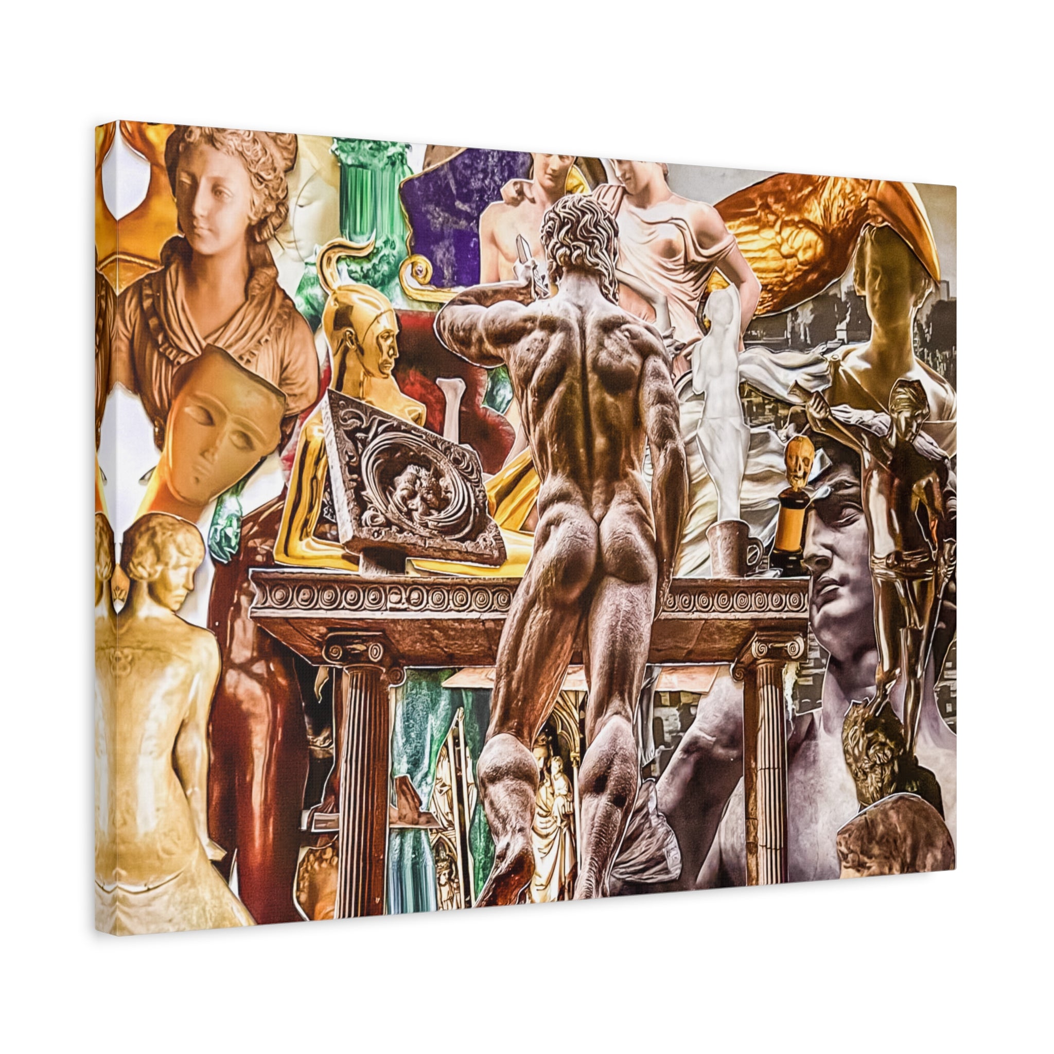 Classical Sculpture Collage Canvas Print — Vintage Museum Art Wall Decor