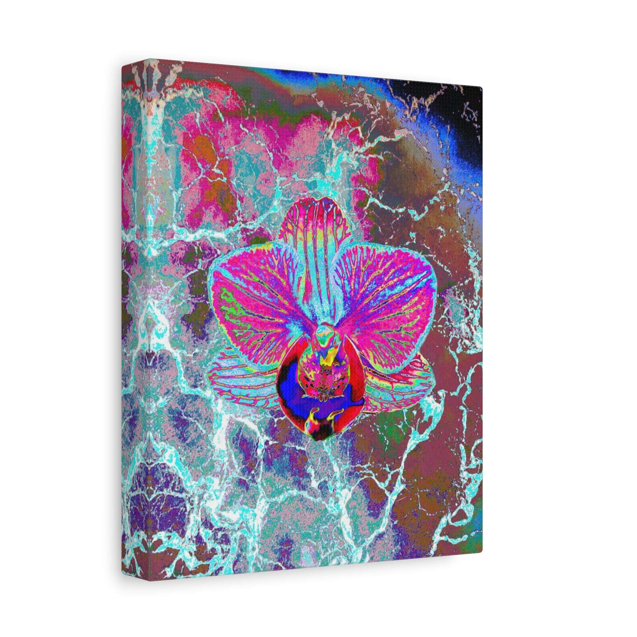 Neon Orchid Matte Canvas Wall Art – Vibrant Abstract Floral Print, Stretched 1.25"