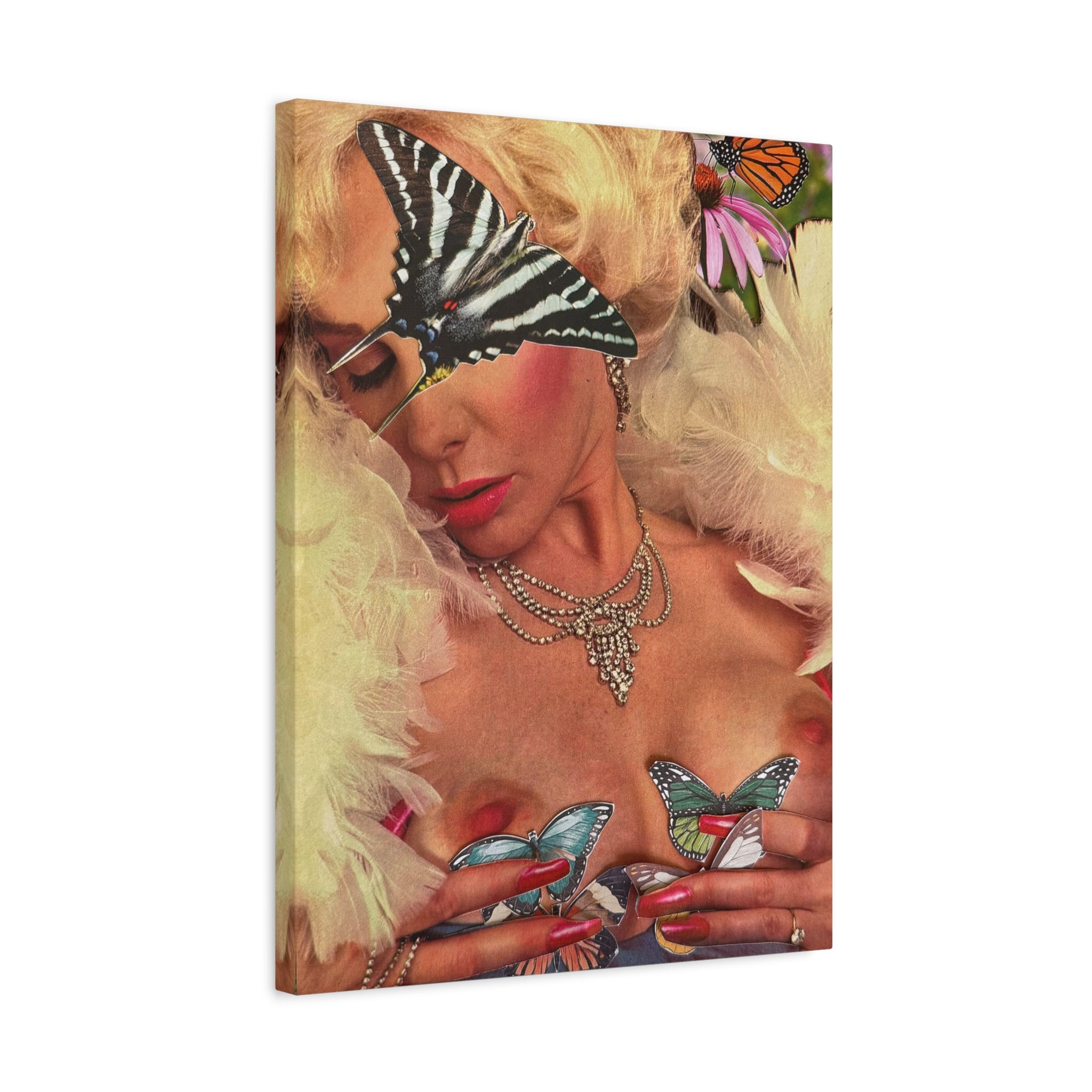 Vintage Pin-Up Butterfly Canvas Print — Matte Stretched Wall Art