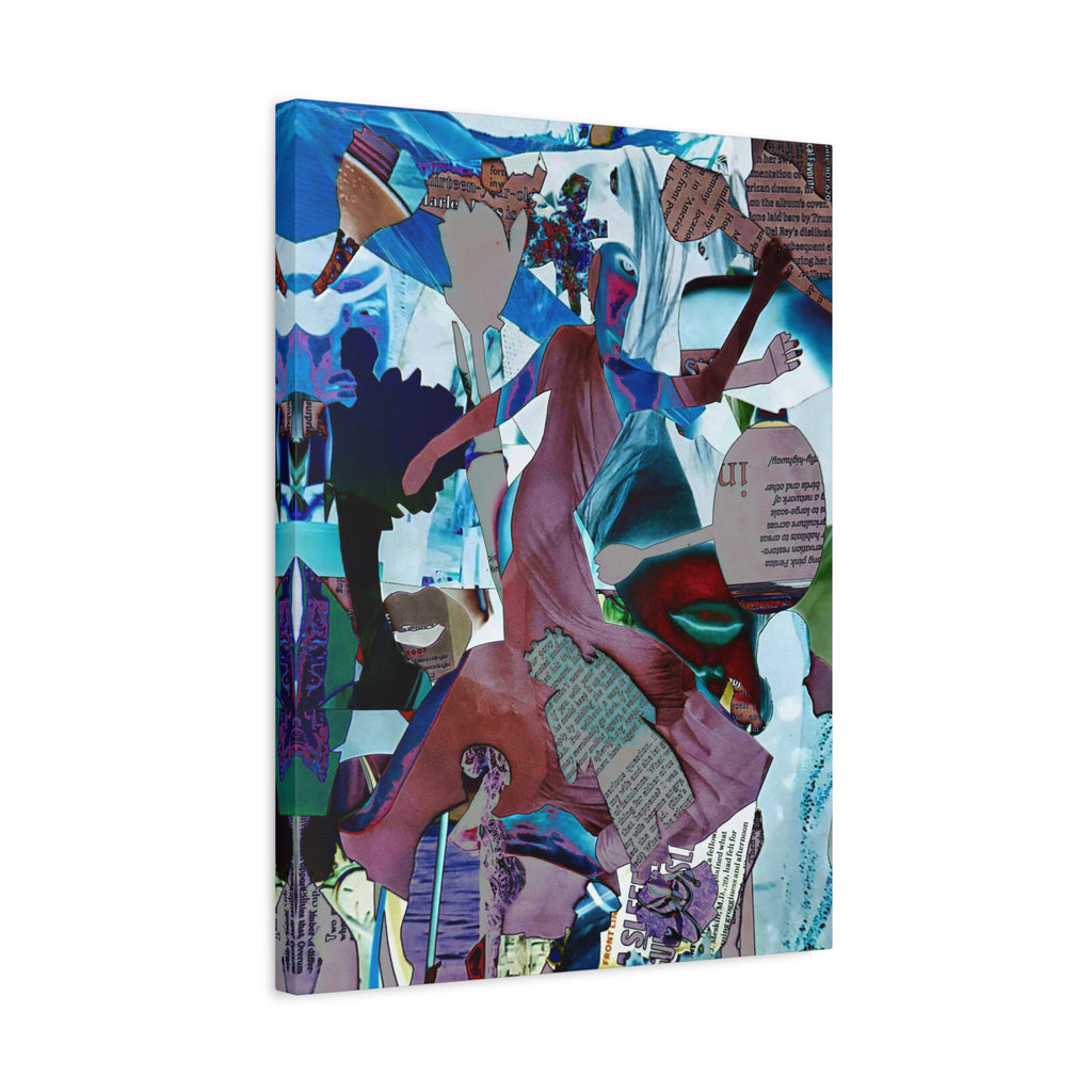 Abstract Collage Matte Canvas Wall Art — Vibrant Surreal Dance Scene