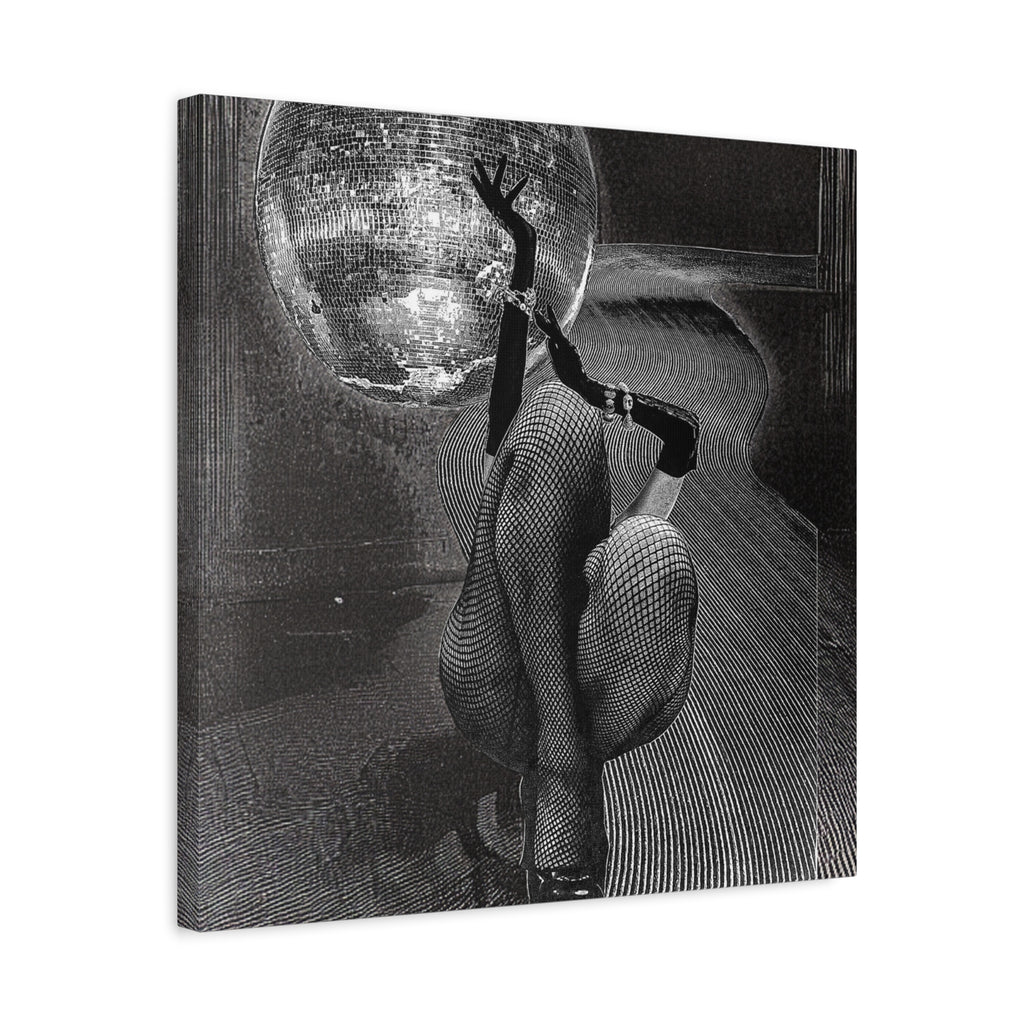 Disco Noir Canvas Art — Retro Glam Dancer Matte Stretched Print