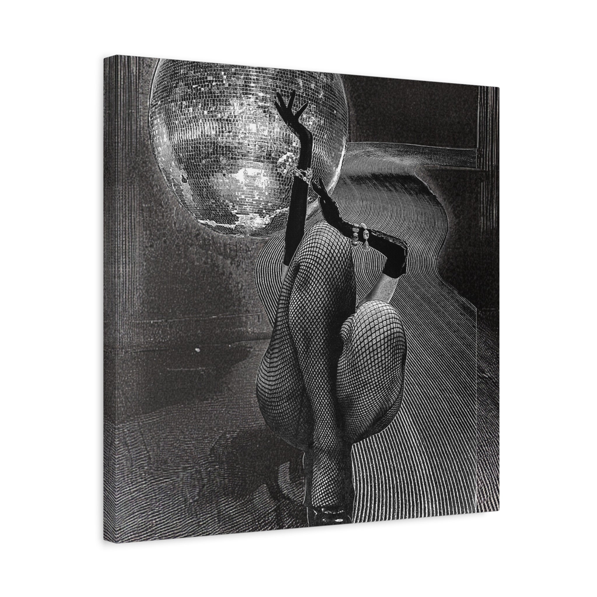 Disco Noir Canvas Art — Retro Glam Dancer Matte Stretched Print