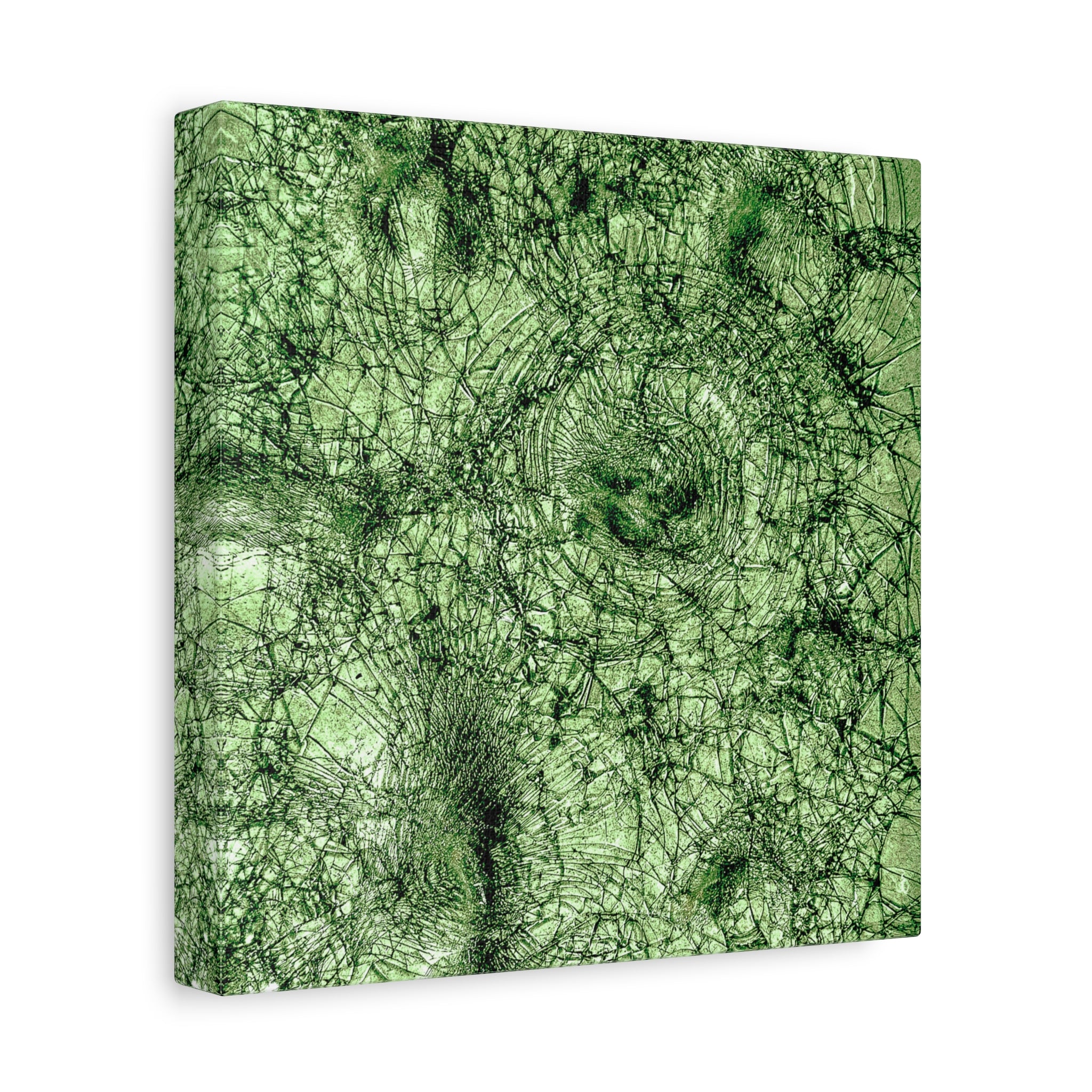 Abstract Green Texture Canvas Print — Organic Fractal Wall Art